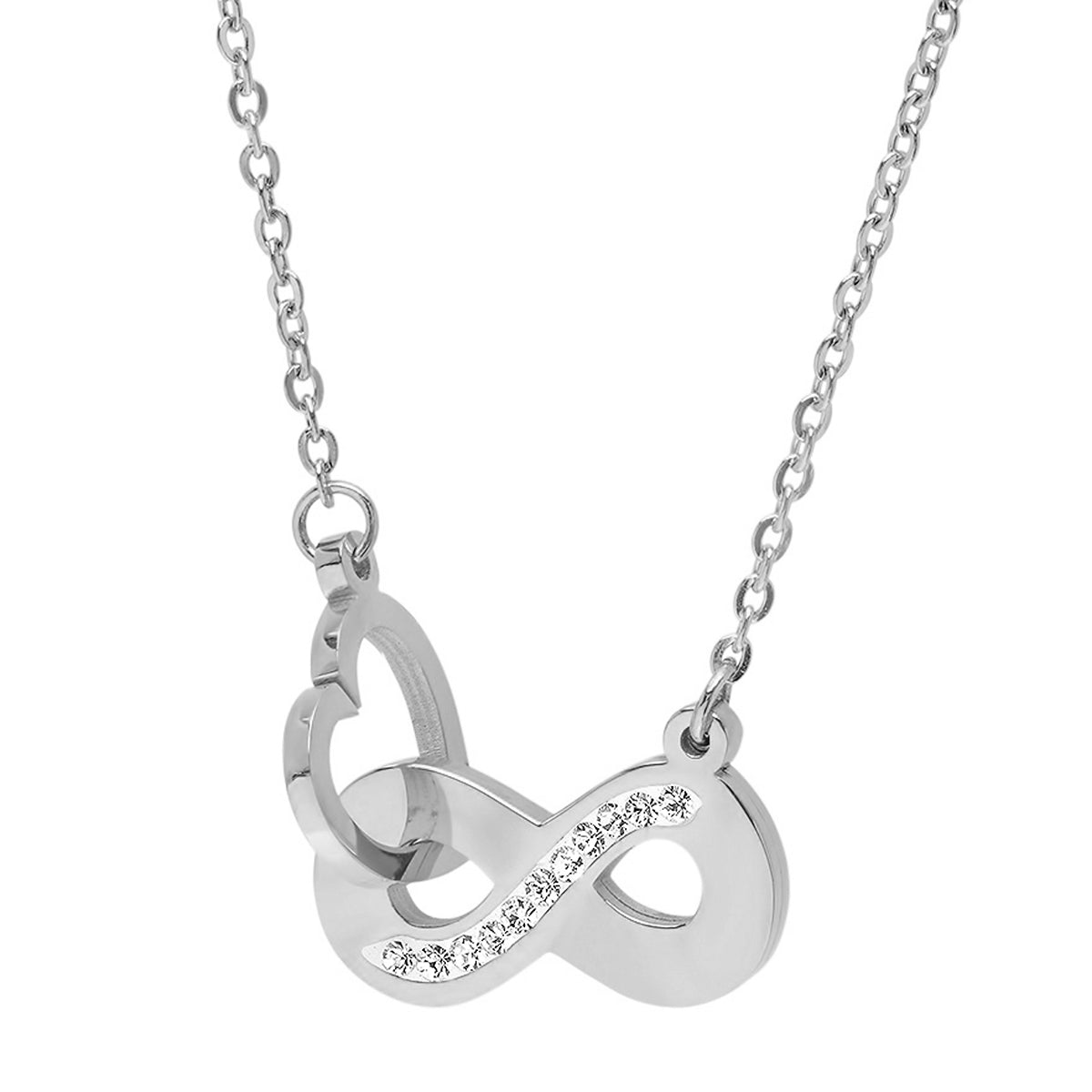 Infinity &Heart Interlocking Necklace Adorned With Swarovski Crystals