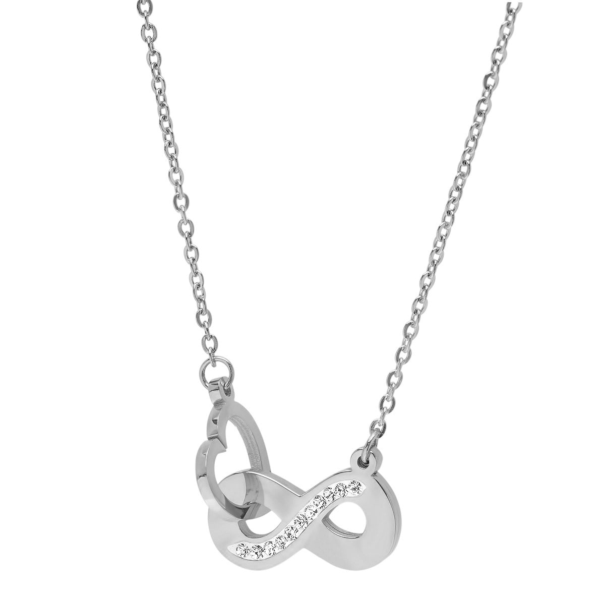 Infinity &Heart Interlocking Necklace Adorned With Swarovski Crystals