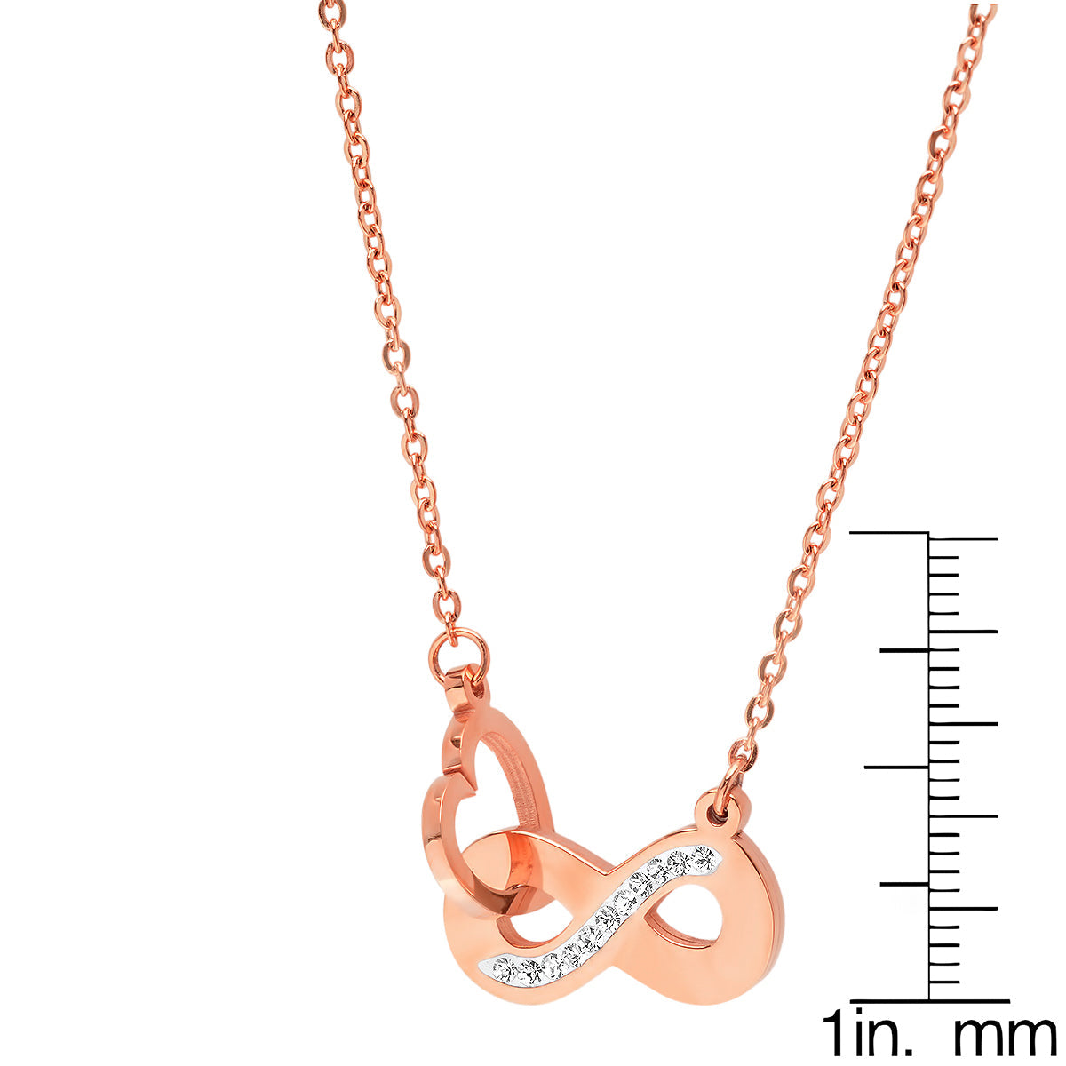 Infinity &Heart Interlocking Necklace Adorned With Swarovski Crystals