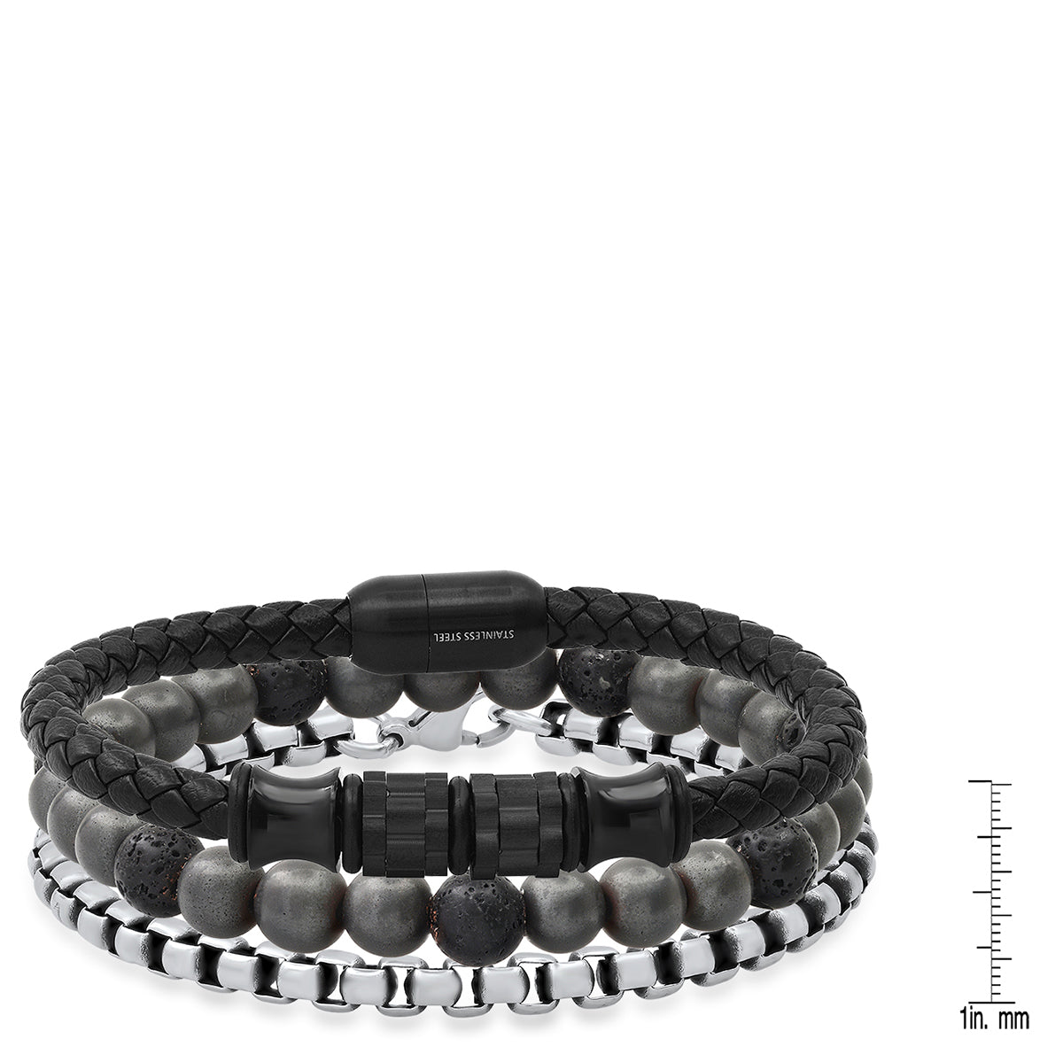 SteelTime Monochrome Triple Bracelet Stack