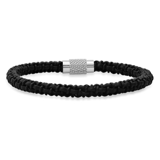 SteelTime Criss-Cross Braided Knot Leather Bracelet