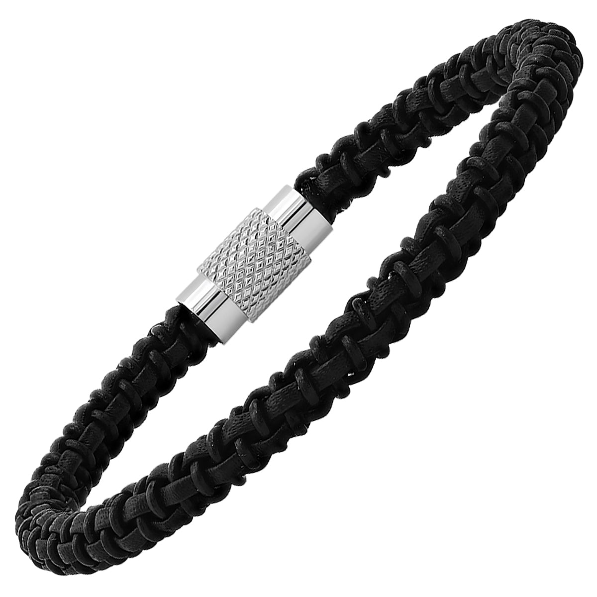 SteelTime Criss-Cross Braided Knot Leather Bracelet