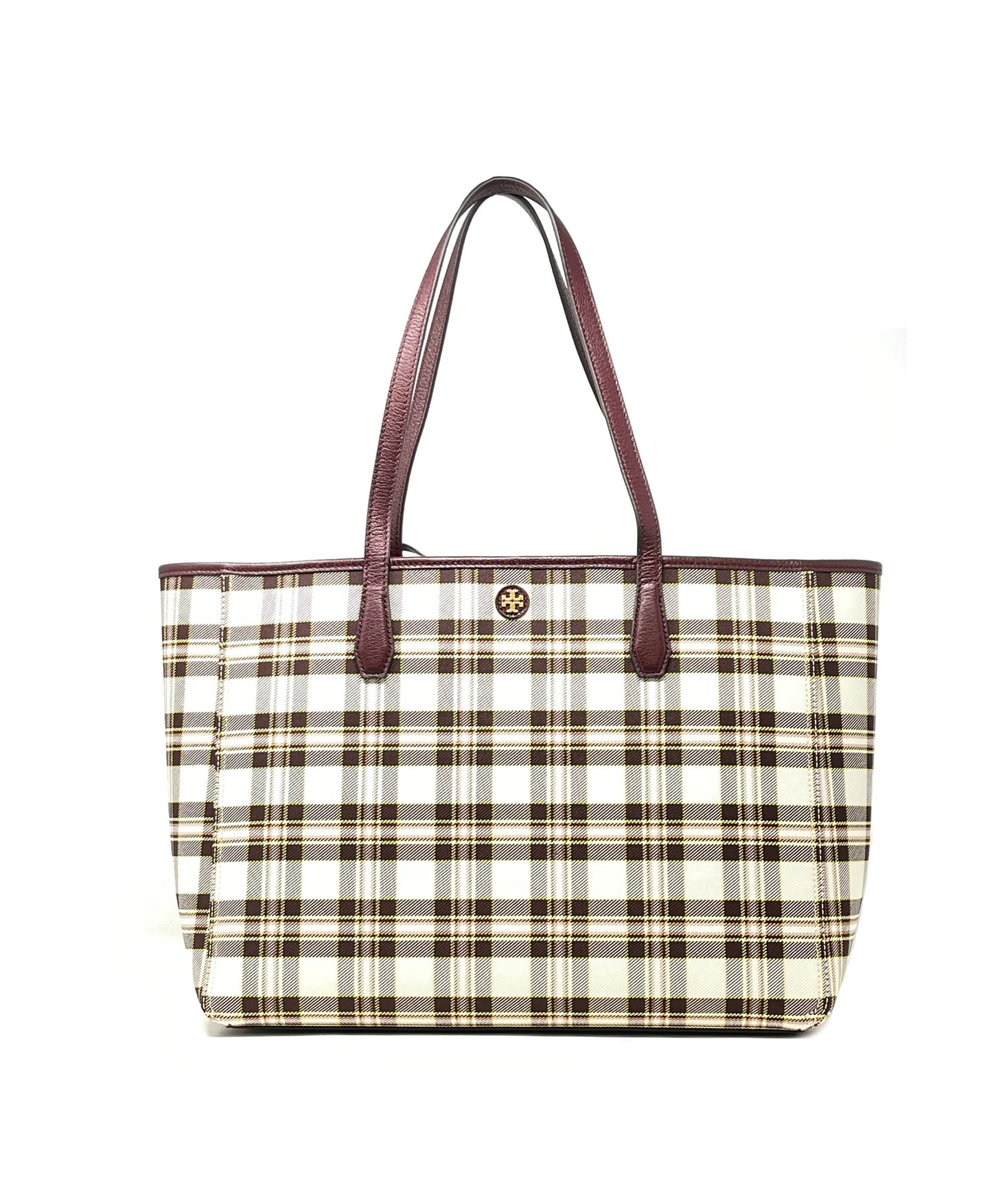 title:Tory Burch Brie Plaid Blake Plaid Tote;color:Brie Plaid