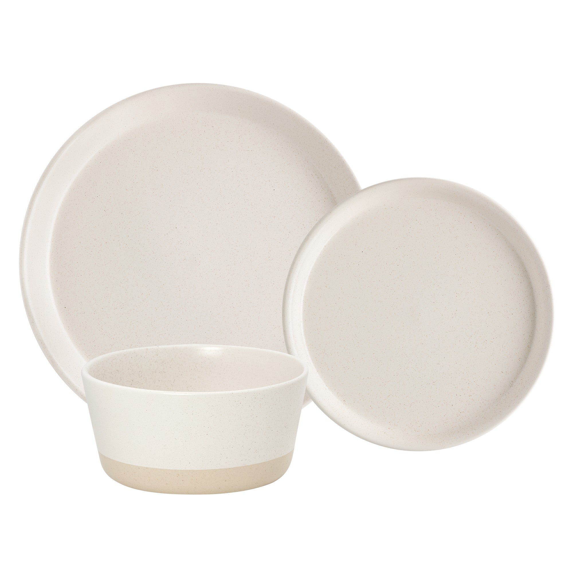 title:Safdie & Co. Dinnerset 12PC Stoneware 2 Tone Cream;color:Cream