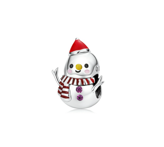 Sterling Silver Snowman with Striped Scarf Charm