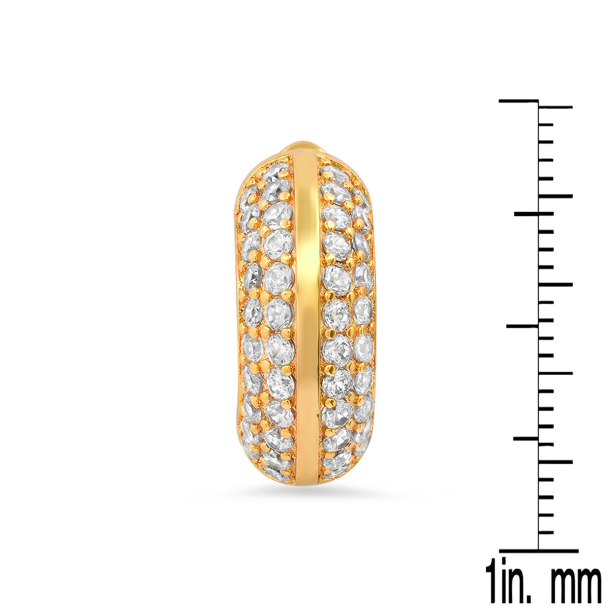 Steeltime 18K Gold Plated Brass Huggie Earrings with Simulated Diamonds