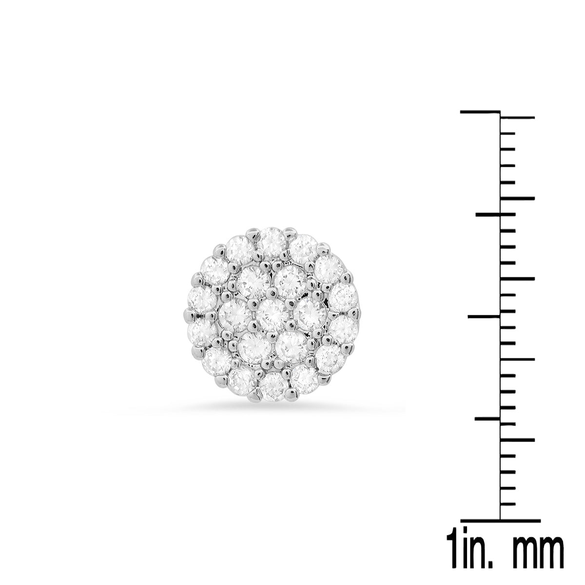 Steeltime 18K White Gold Brass Round Cluster Stud Earrings with Simulated Diamonds