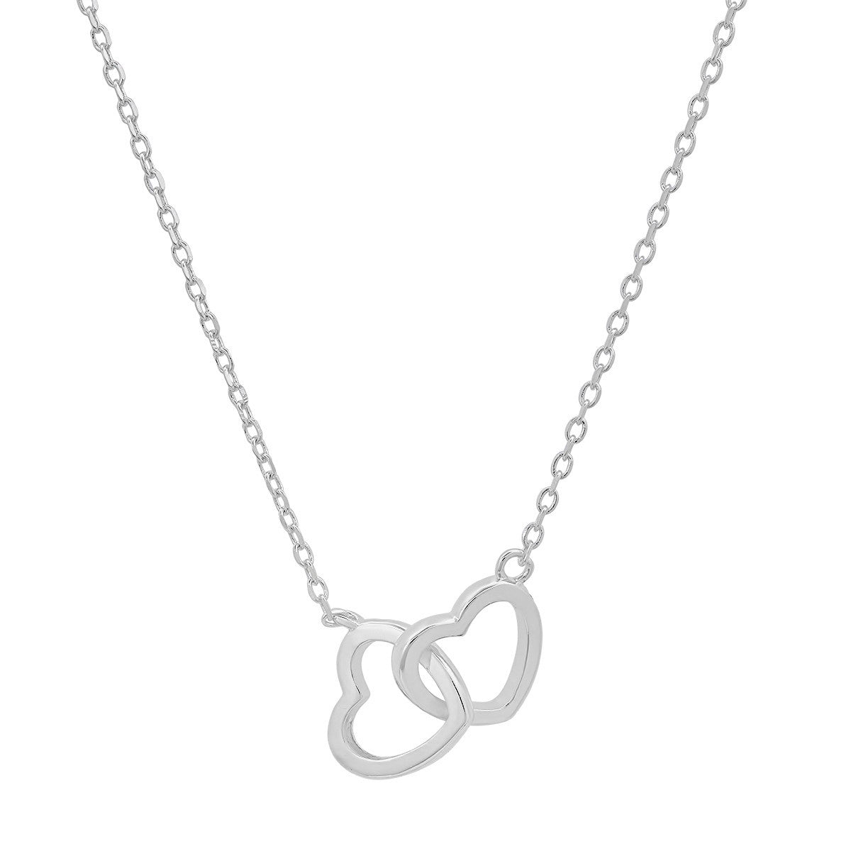 Sterling Silver Interlocking Love Heart Necklace - Ruumur