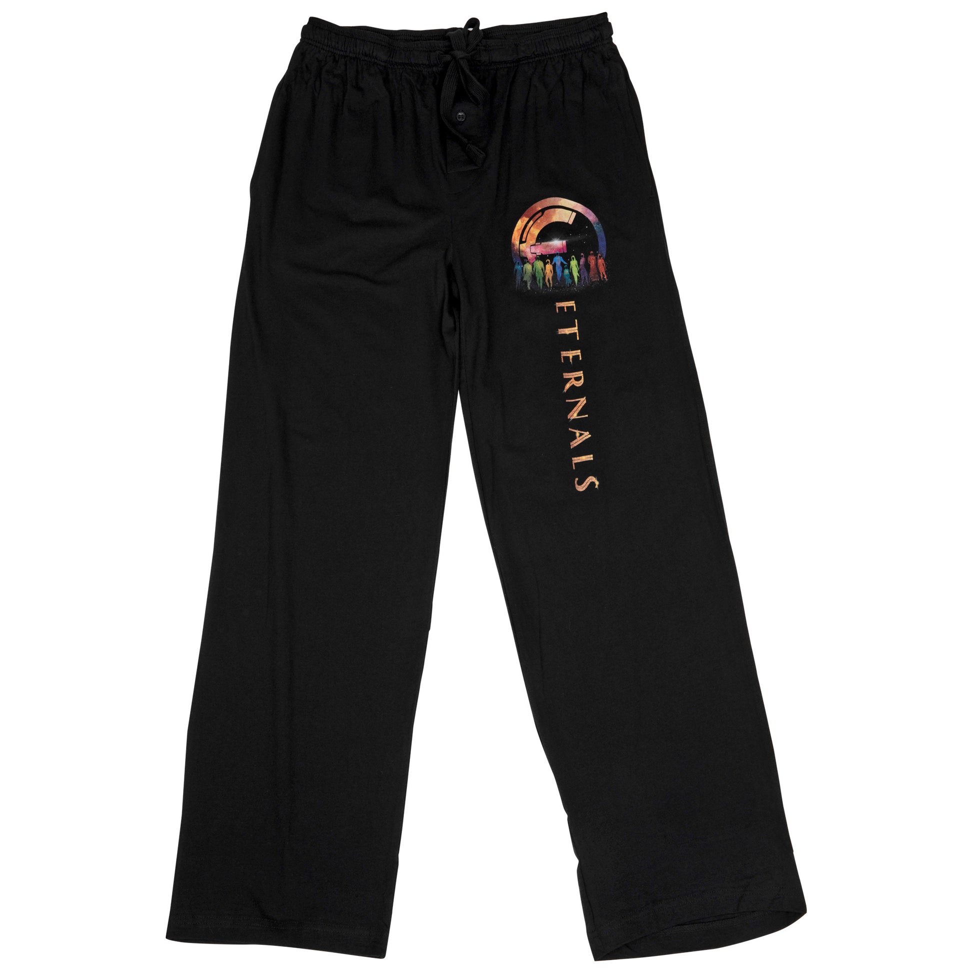 title:Marvel Studios The Eternals Logo and Text Pajama Sleep Pants;color:Black