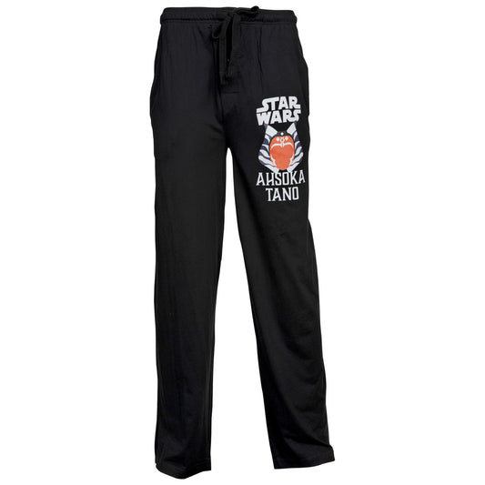 title:Star Wars Ahsoka Tano Character Face and Text Pajama Sleep Pants;color:Black