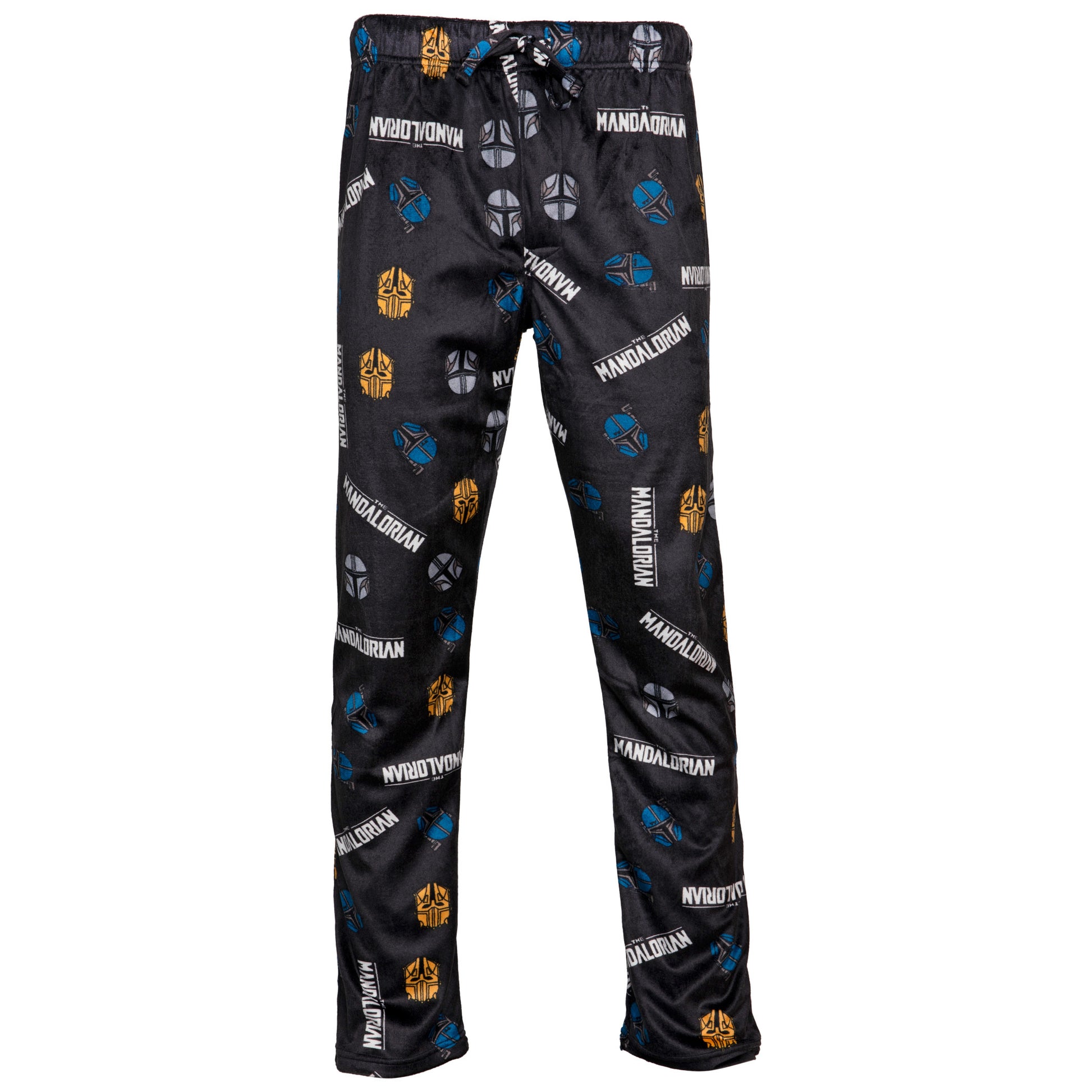 title:Star Wars The Mandalorian Helmets and Logo All Over Print Sleep Pants;color:Grey