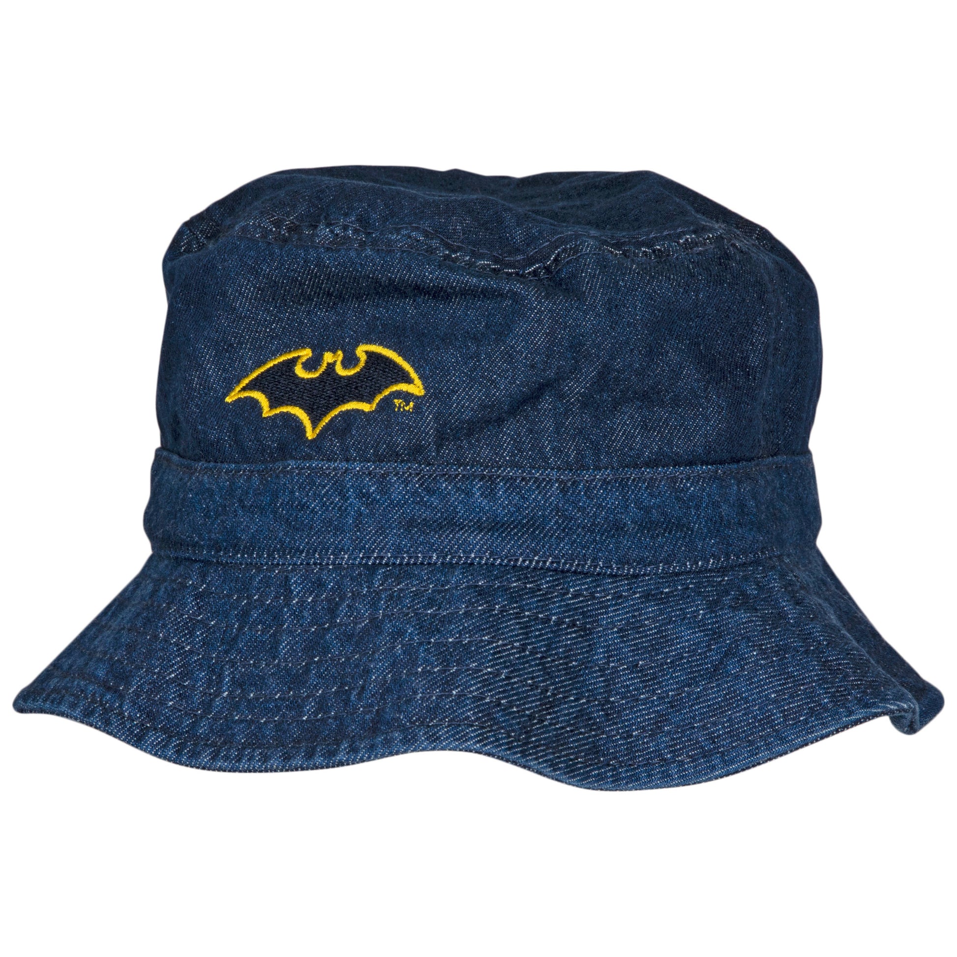 title:DC Comics Batman Symbol Denim Bucket Hat;color:Blue