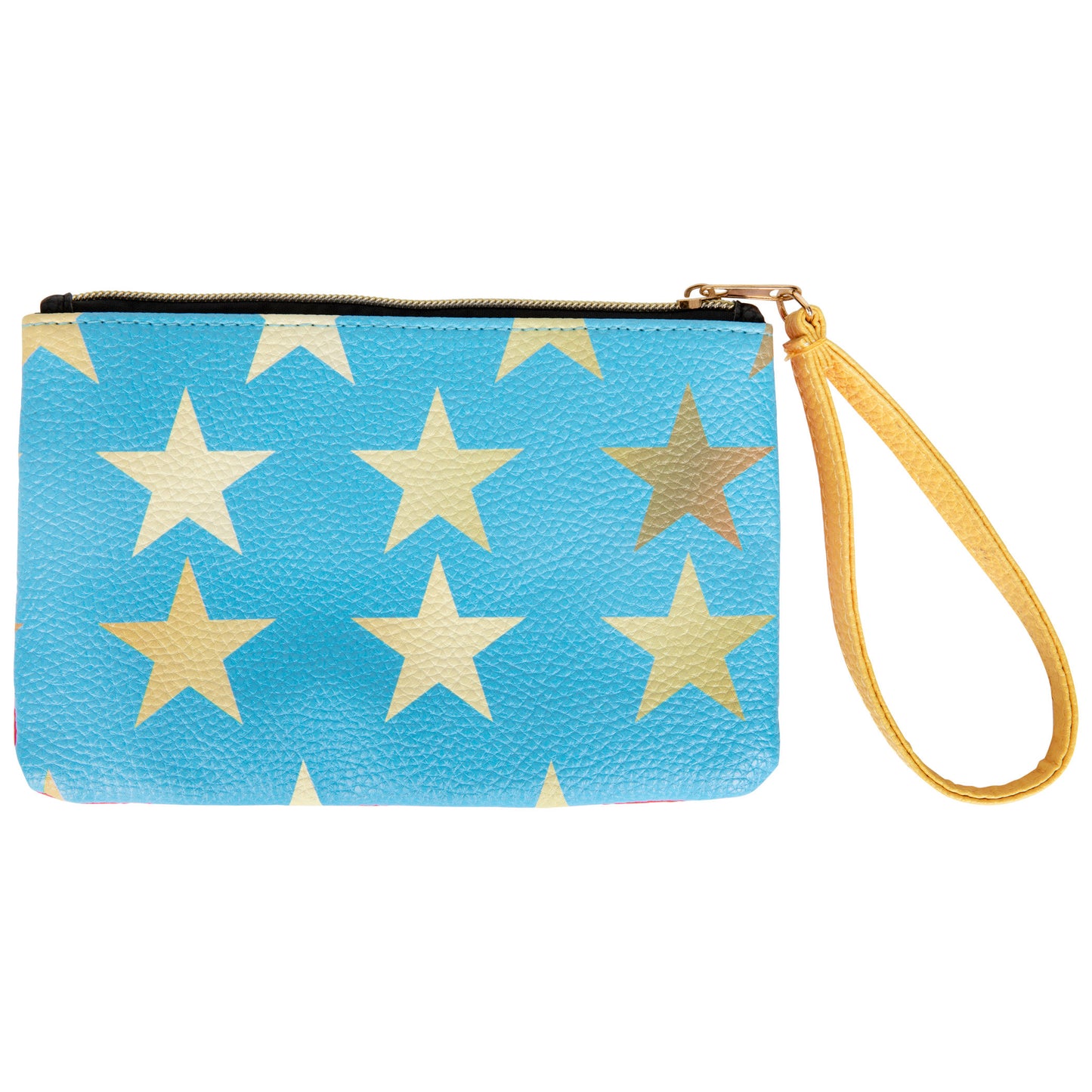 title:Wonder Woman Symbol and Stars Purse Wallet Wristlet;color:Multi-Color