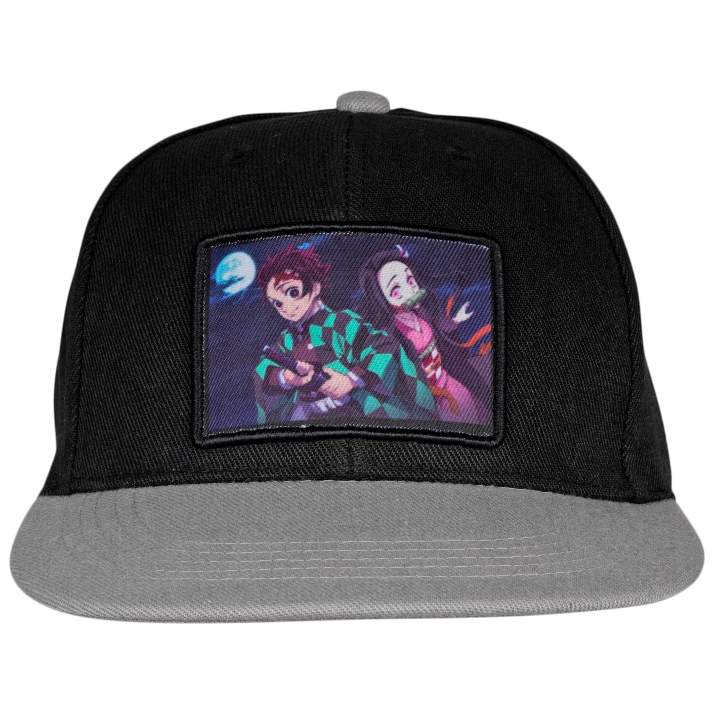 title:Demon Slayer Tanjiro & Nezuko Characters Flat Bill Snapback Cap;color:Multi-Color