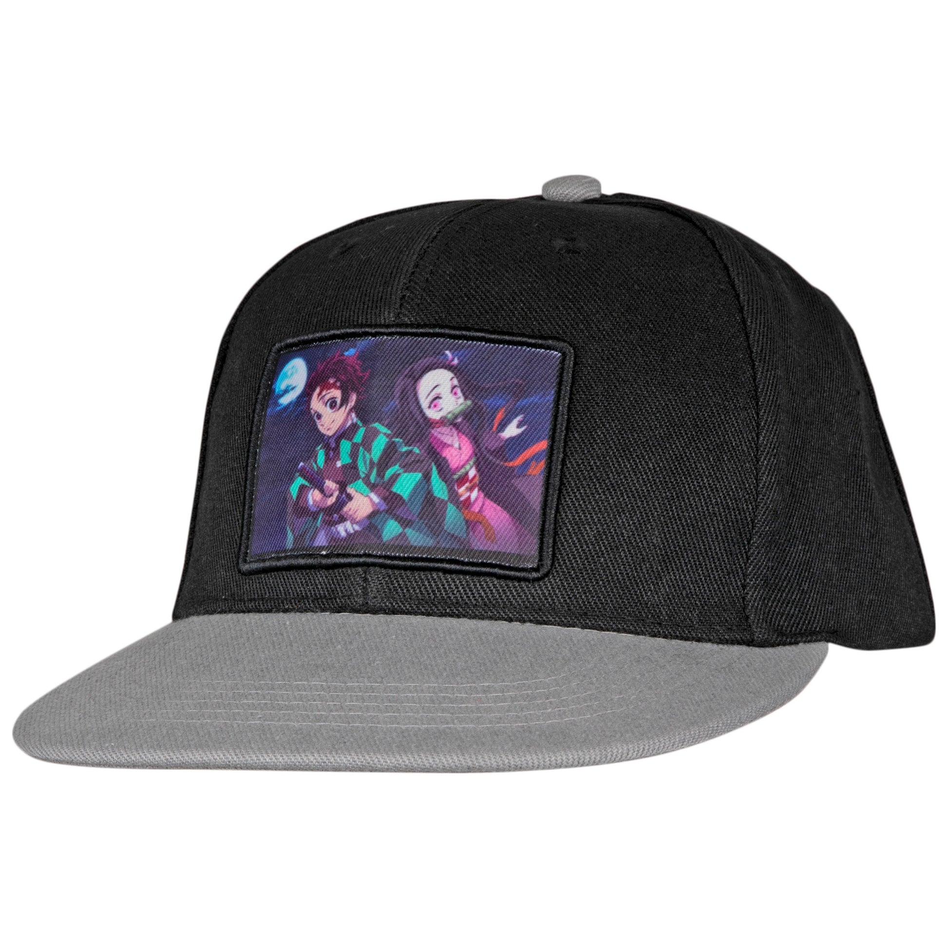 title:Demon Slayer Tanjiro & Nezuko Characters Flat Bill Snapback Cap;color:Multi-Color