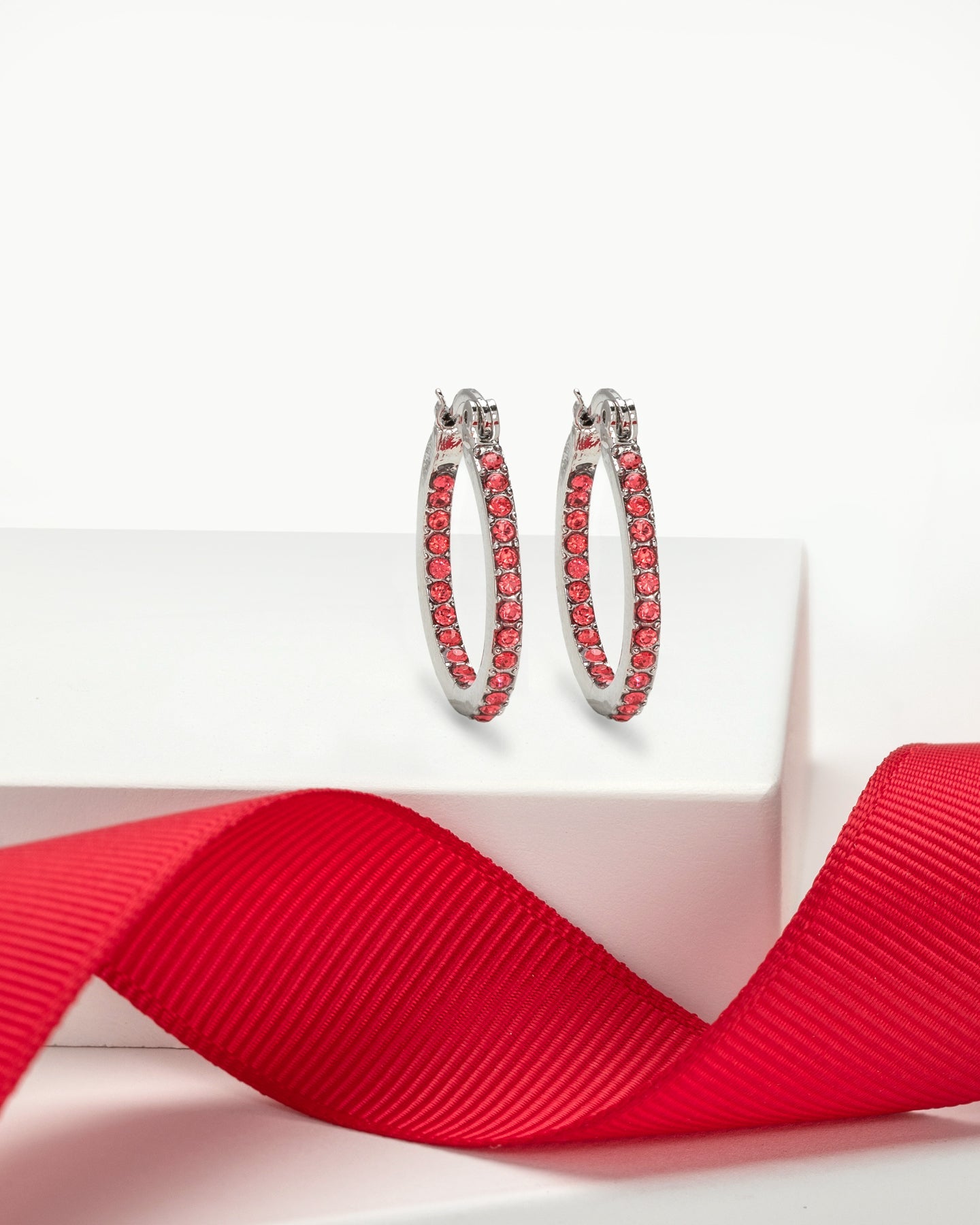 Dual Sided Crystal Hoop Earrings - Ruumur