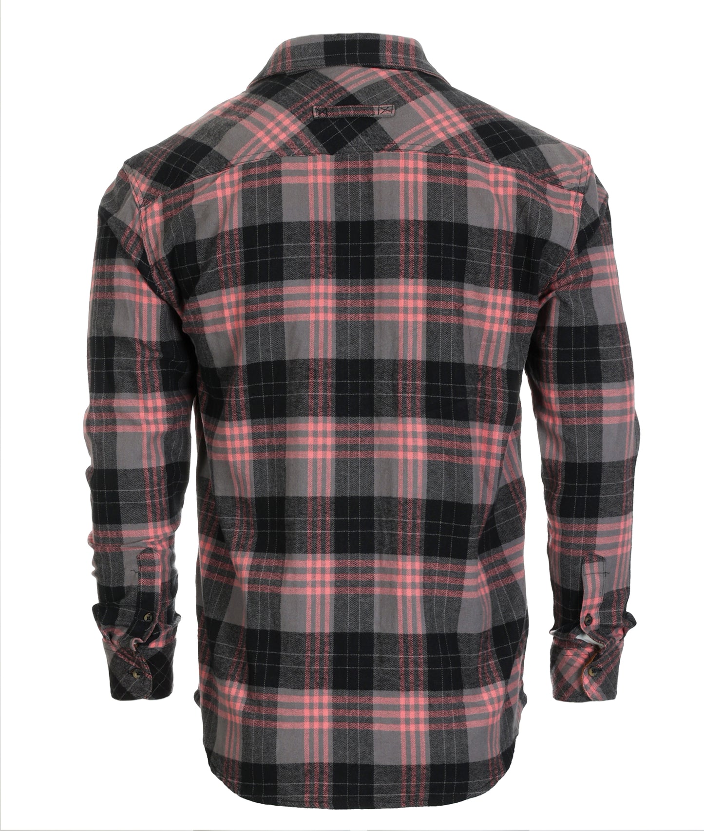 title:Gioberti Men's Black / Gray / Coral 100% Cotton Brushed Flannel Plaid Checkered Shirt with Corduroy Contrast;color:Black / Gray / Coral