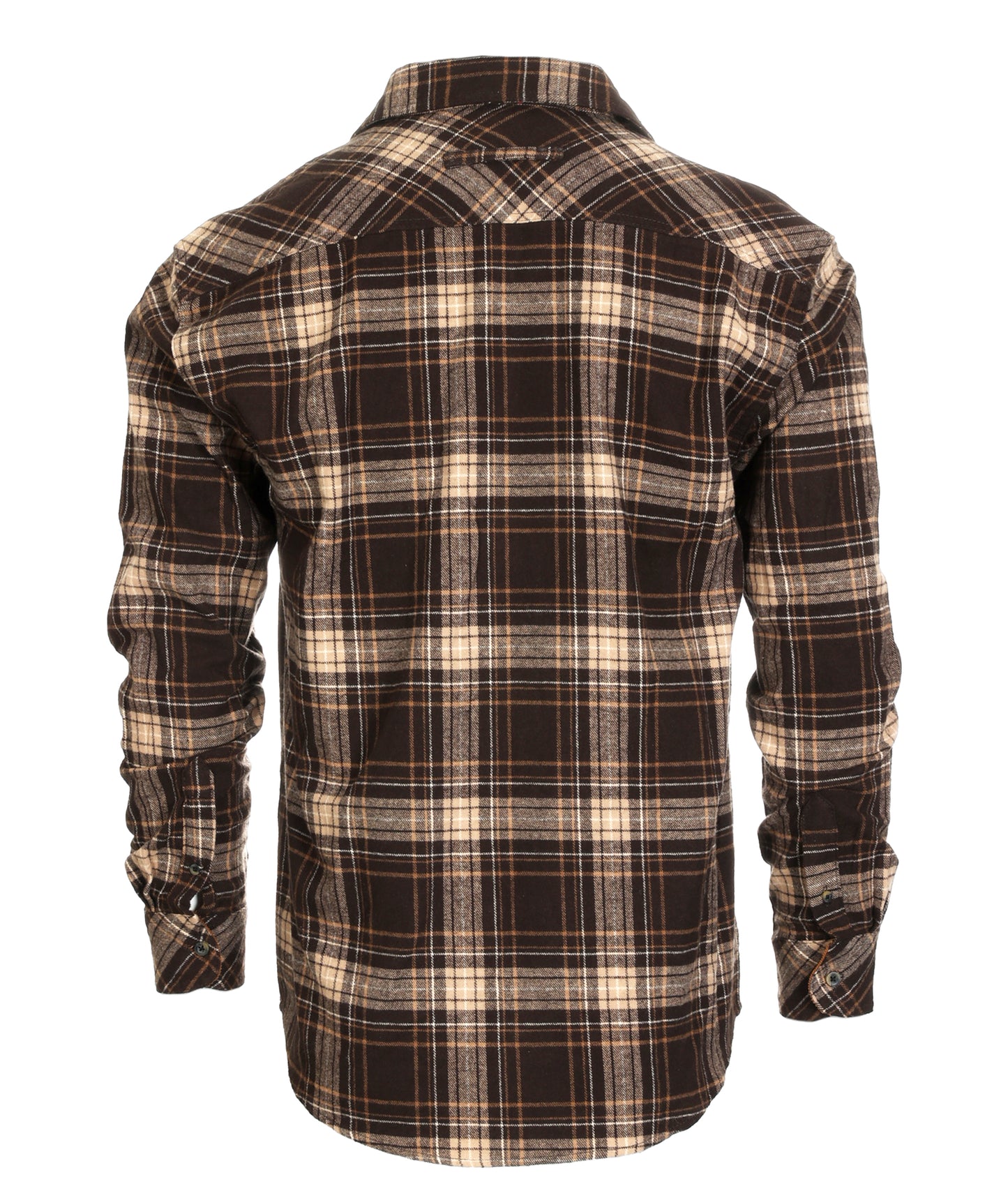 title:Gioberti Men's Brown / Khaki Highlight 100% Cotton Brushed Flannel Plaid Checkered Shirt with Corduroy Contrast;color:Brown / Khaki Highlight