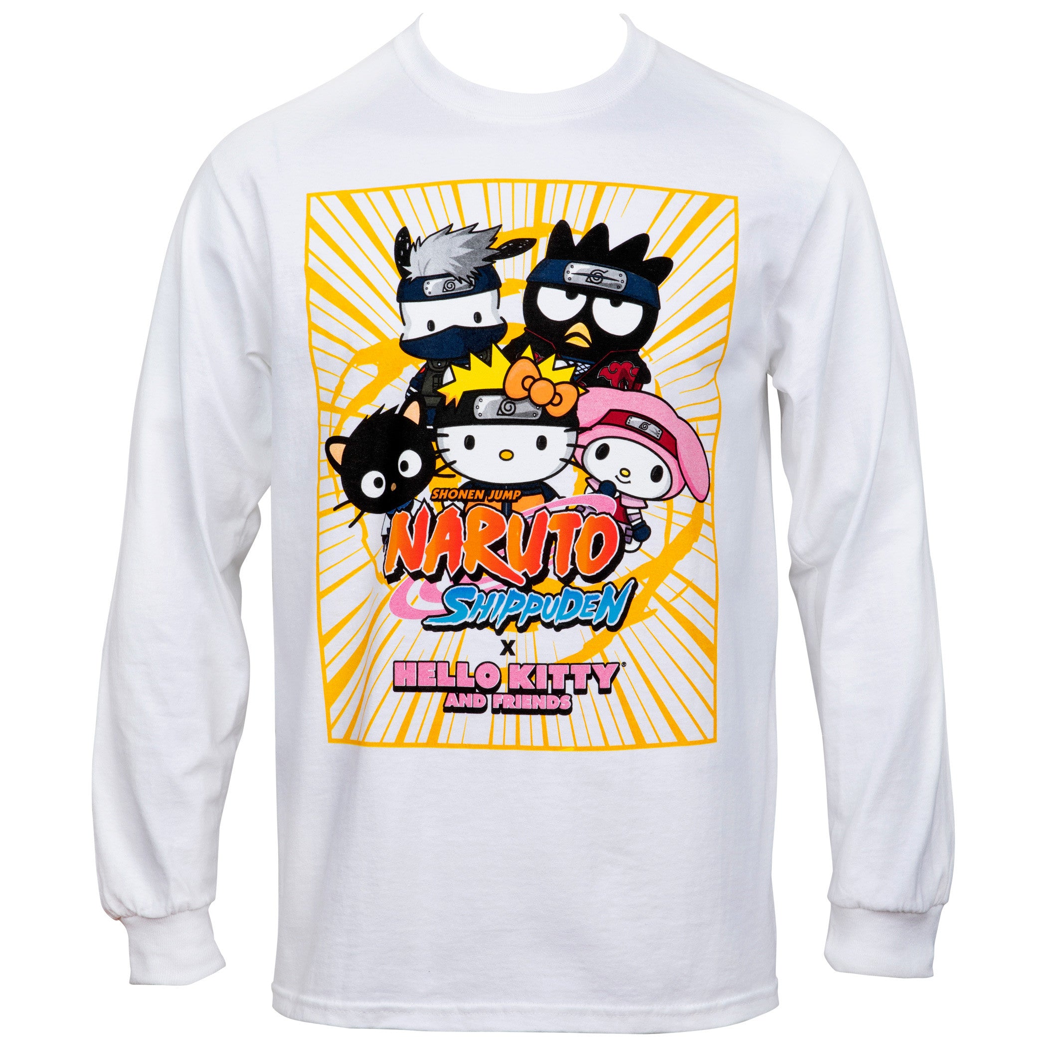 title:Hello Kitty X Naruto Shippuden Group Characters Long Sleeve T-Shirt;color:White
