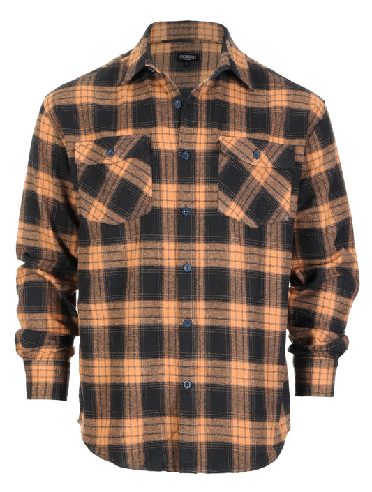 title:Gioberti Men's Gold / Black Plaid Checkered Brushed Flannel Shirt;color:Gold / Black