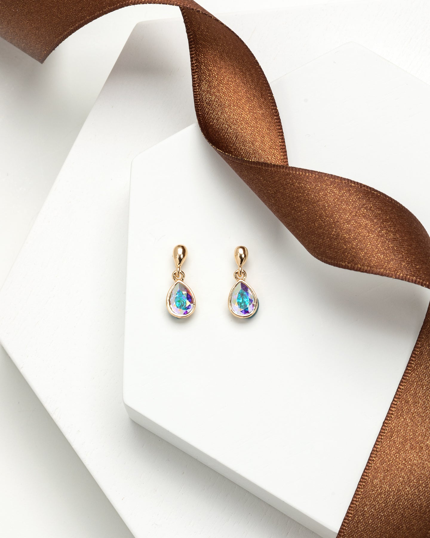 Crystal Dainty Teardrop Drop Earrings - Ruumur