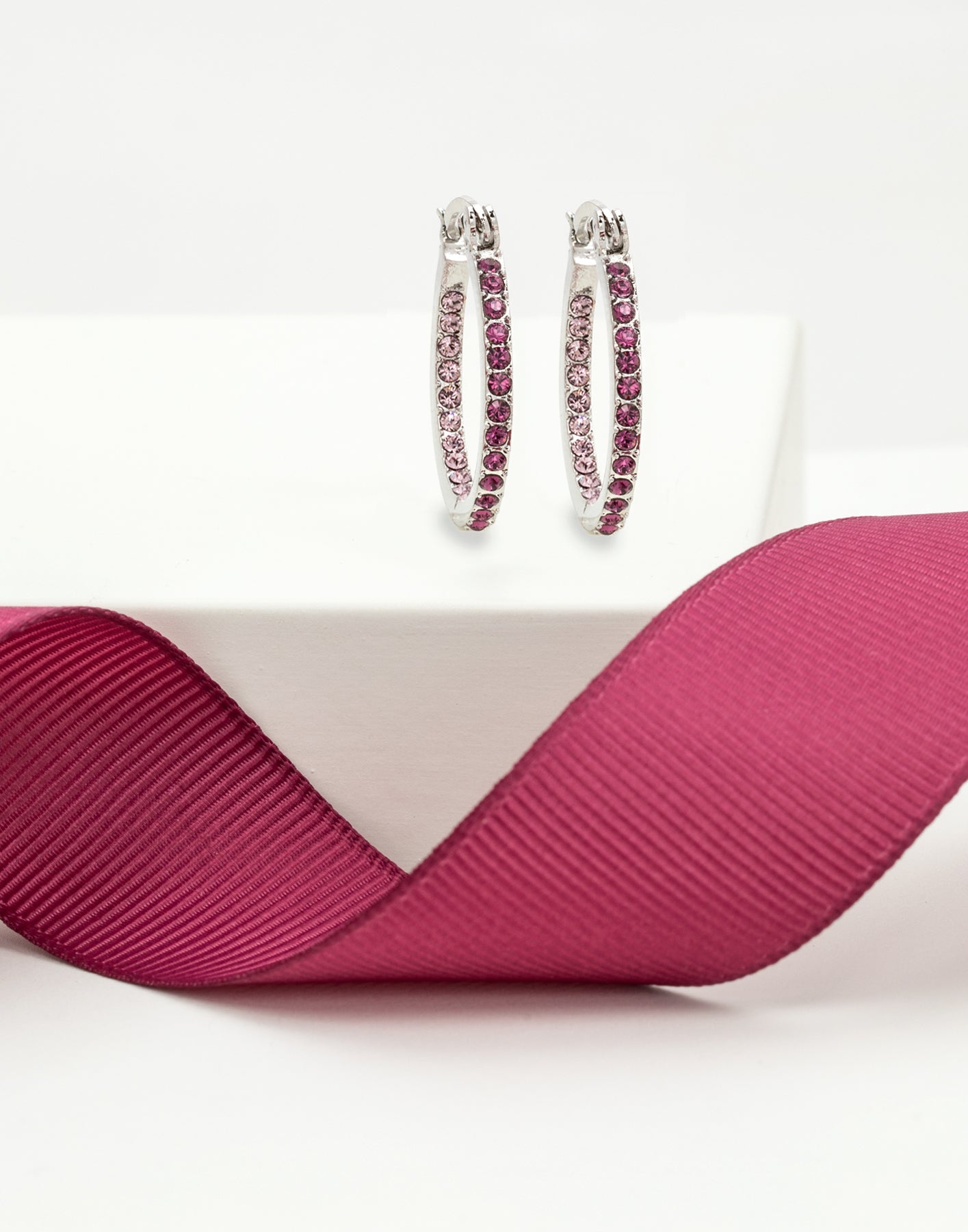 Dual Sided Crystal Hoop Earrings - Ruumur