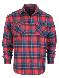 title:Gioberti Men's Red / Navy Plaid Checkered Brushed Flannel Shirt;color:Red / Navy