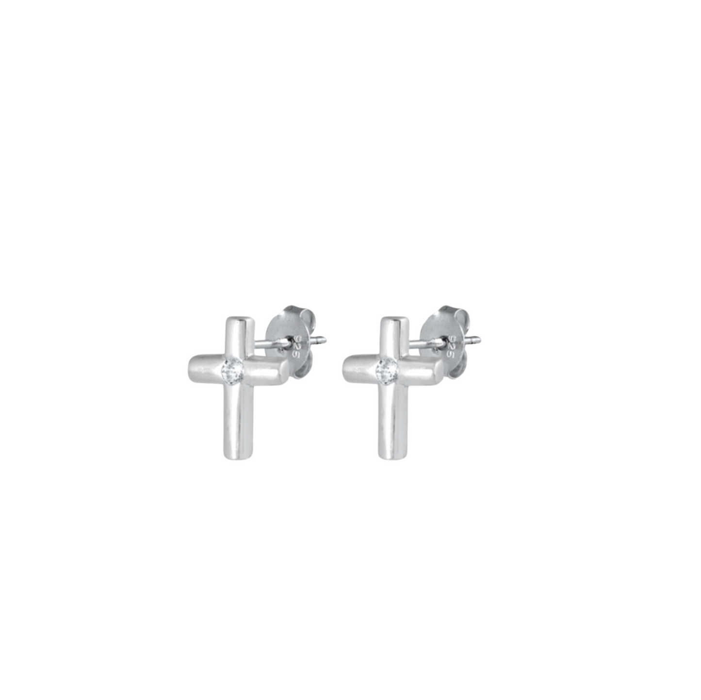 Sterling Silver Cross Stud Earrings In Holiday Box