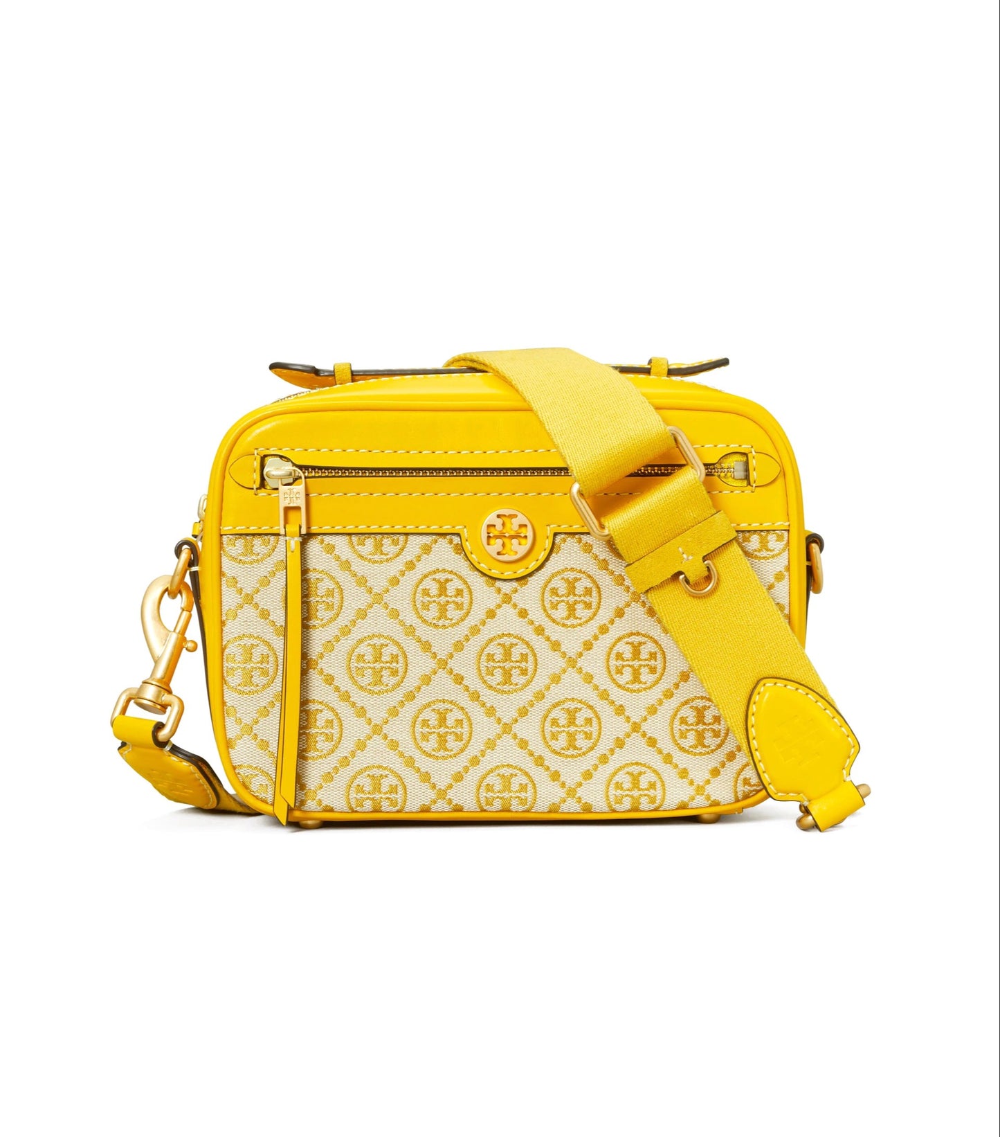 title:Tory Burch Goldfinch T Monogram Jacquard Camera Bag;color:Goldfinch