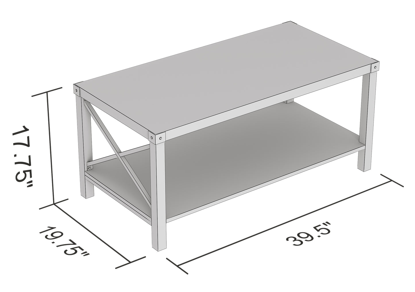 Safdie & Co. Coffee Table 39" Brown Reclaimed Wood X Metal Sides, Central Table for Living Room