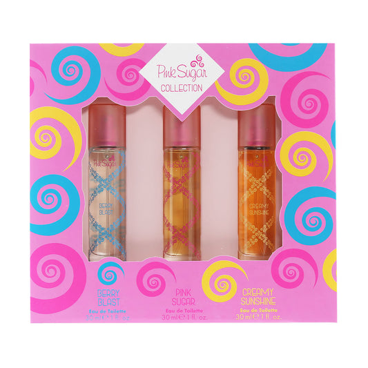 title:PINK SUGAR RAINBOW SET by AQUOLINA (3 X 1 OZ EDT SPRAYS-BERRY BLAST/ PINK SUGAR/ CREAMY SUNSHINE) SET;color:not applicable