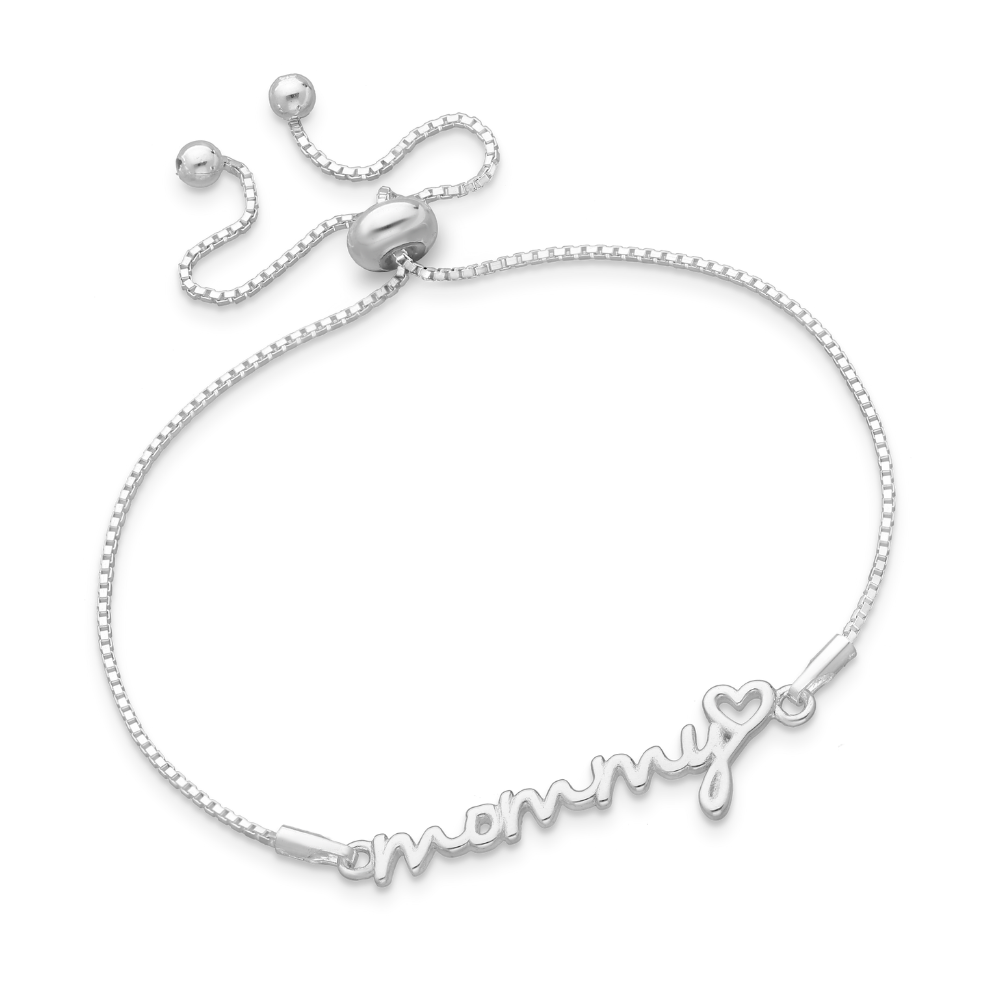 Sterling Silver 'Mommy' with Heart Adjustable Bracelet