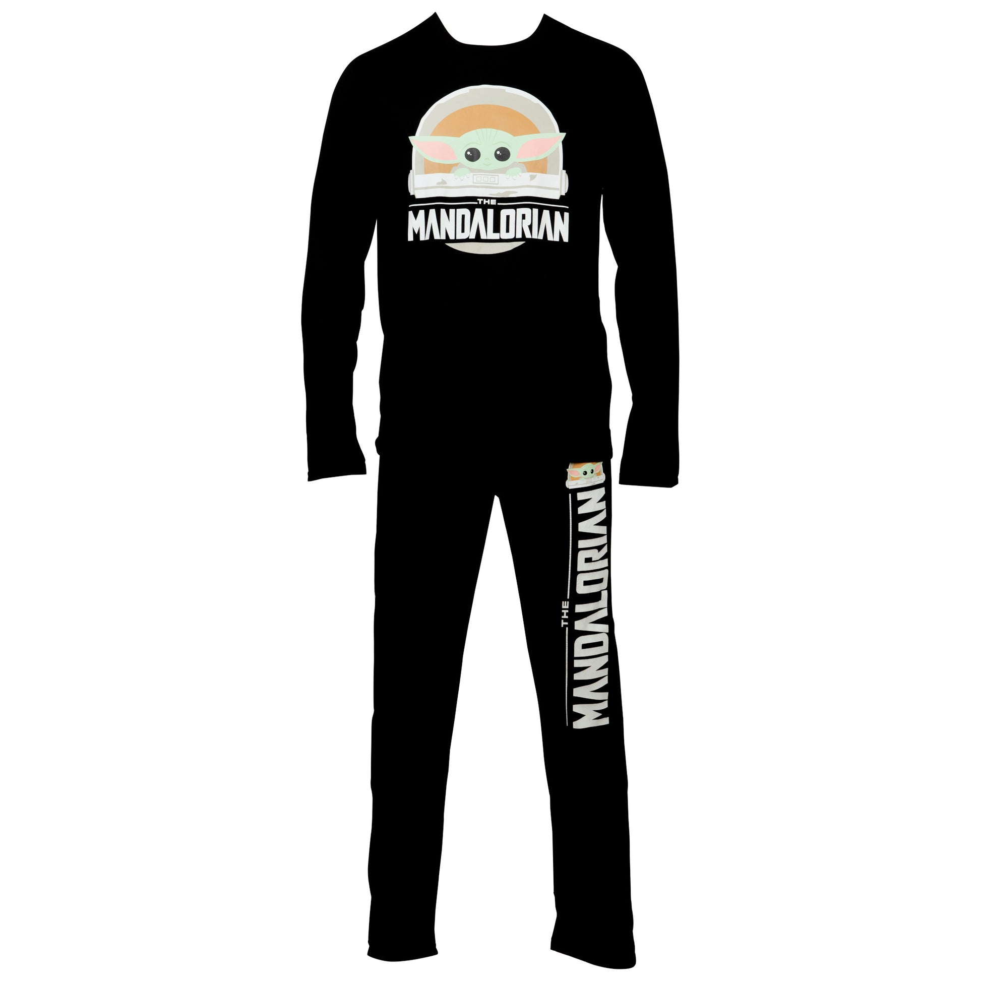 title:Star Wars The Mandalorian Grogu Long Sleeve Shirt & Sleep Pants Set;color:Black