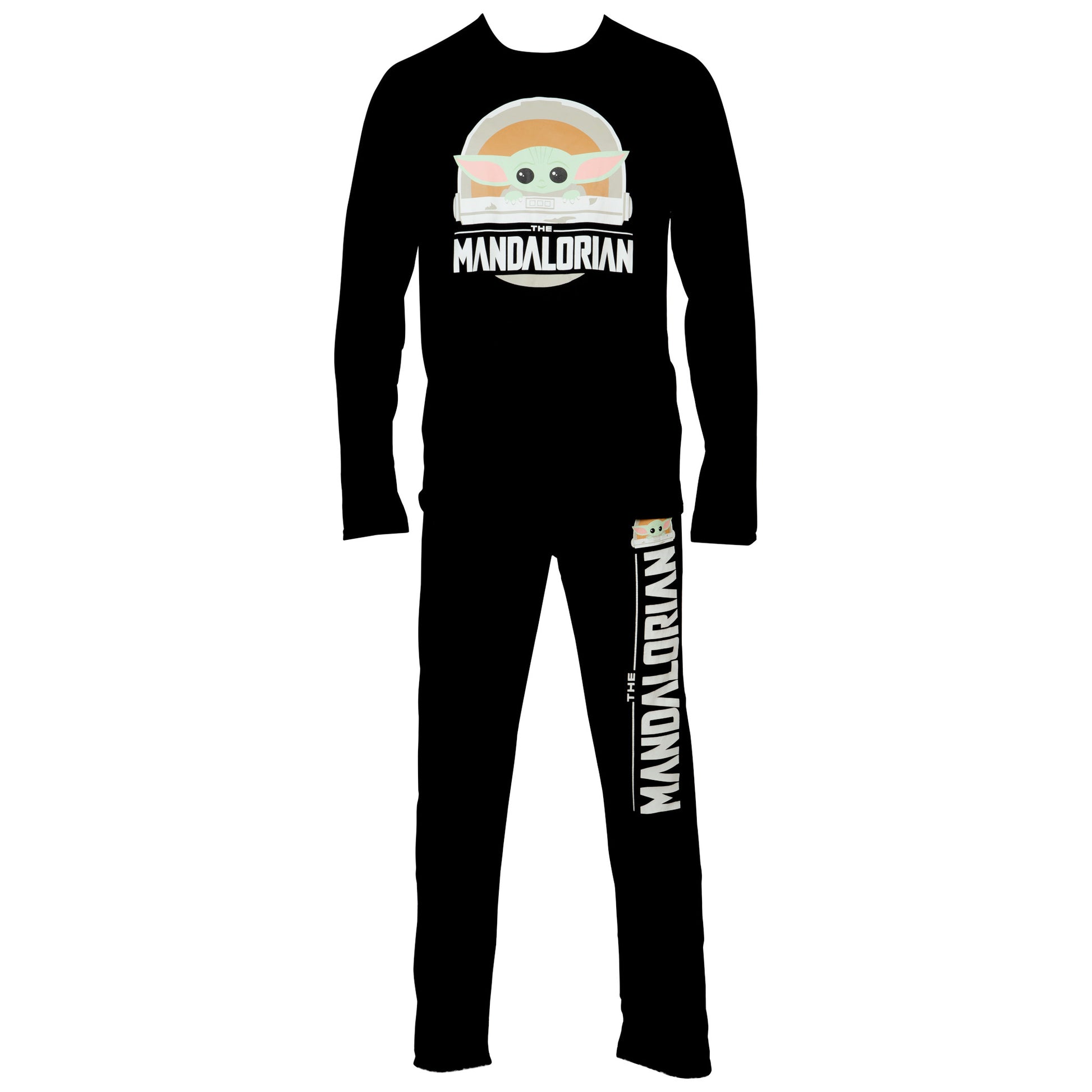 title:Star Wars The Mandalorian Grogu Long Sleeve Shirt & Sleep Pants Set;color:Black