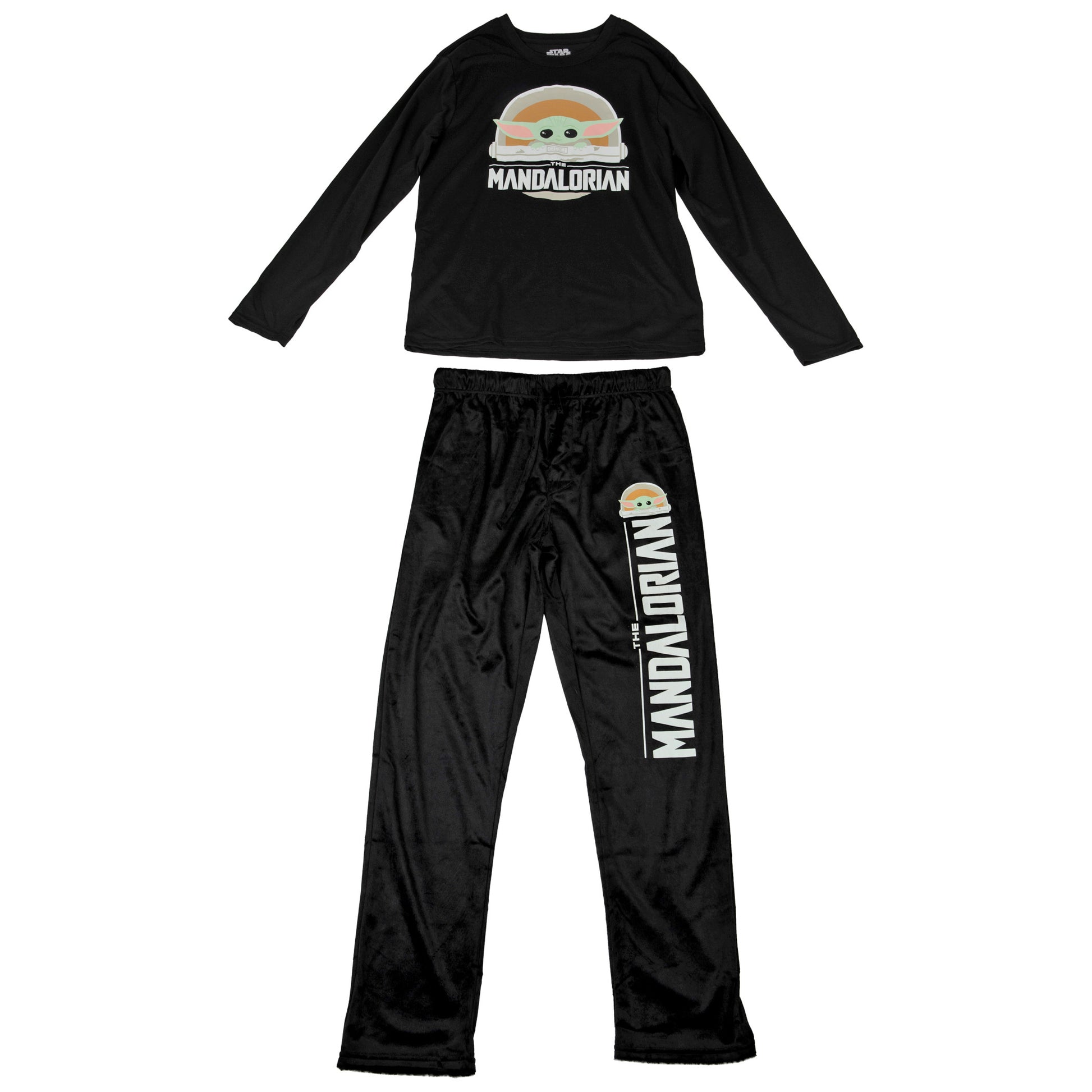 title:Star Wars The Mandalorian Grogu Long Sleeve Shirt & Sleep Pants Set;color:Black