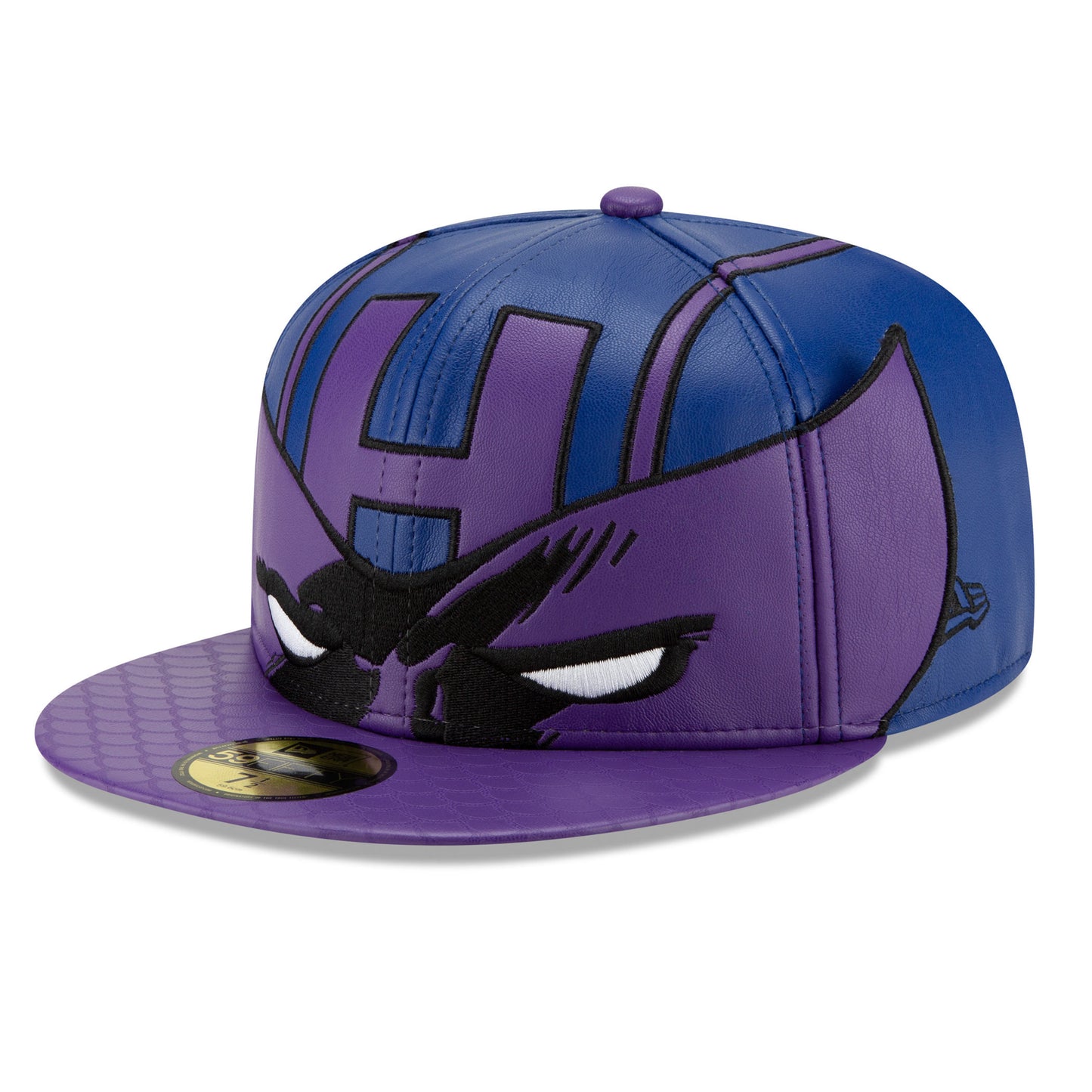 title:Hawkeye Classic Costume Mask 59Fifty Fitted New Era Hat;color:Purple