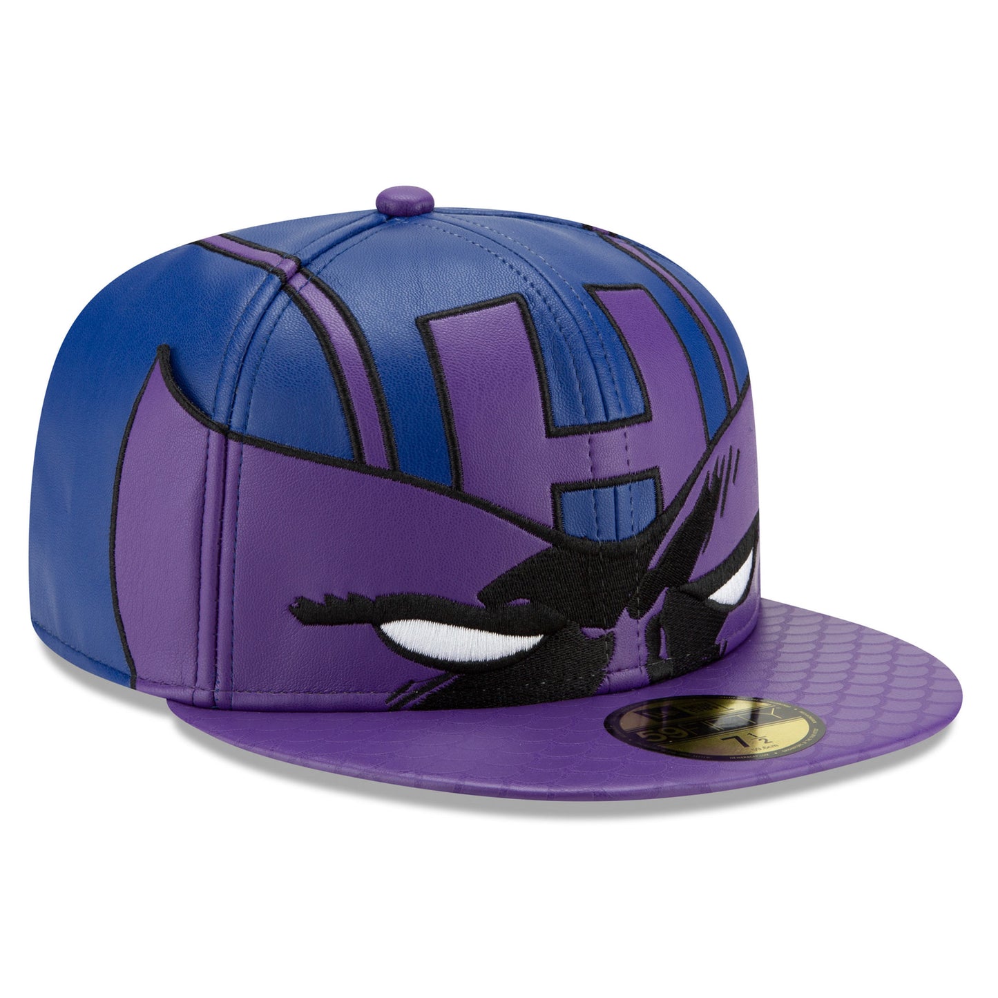 title:Hawkeye Classic Costume Mask 59Fifty Fitted New Era Hat;color:Purple