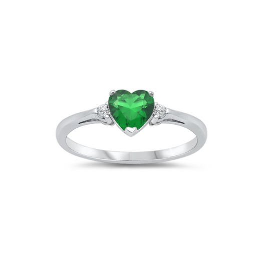 Cubic Zirconia & Sterling Silver Heart Ring - Ruumur