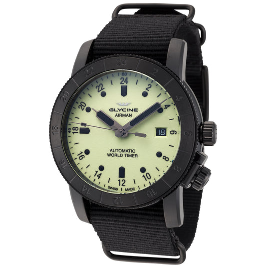 title:Glycine Men's GL0142 Airman 42 Purist 42mm Automatic GMT Watch;color:Black