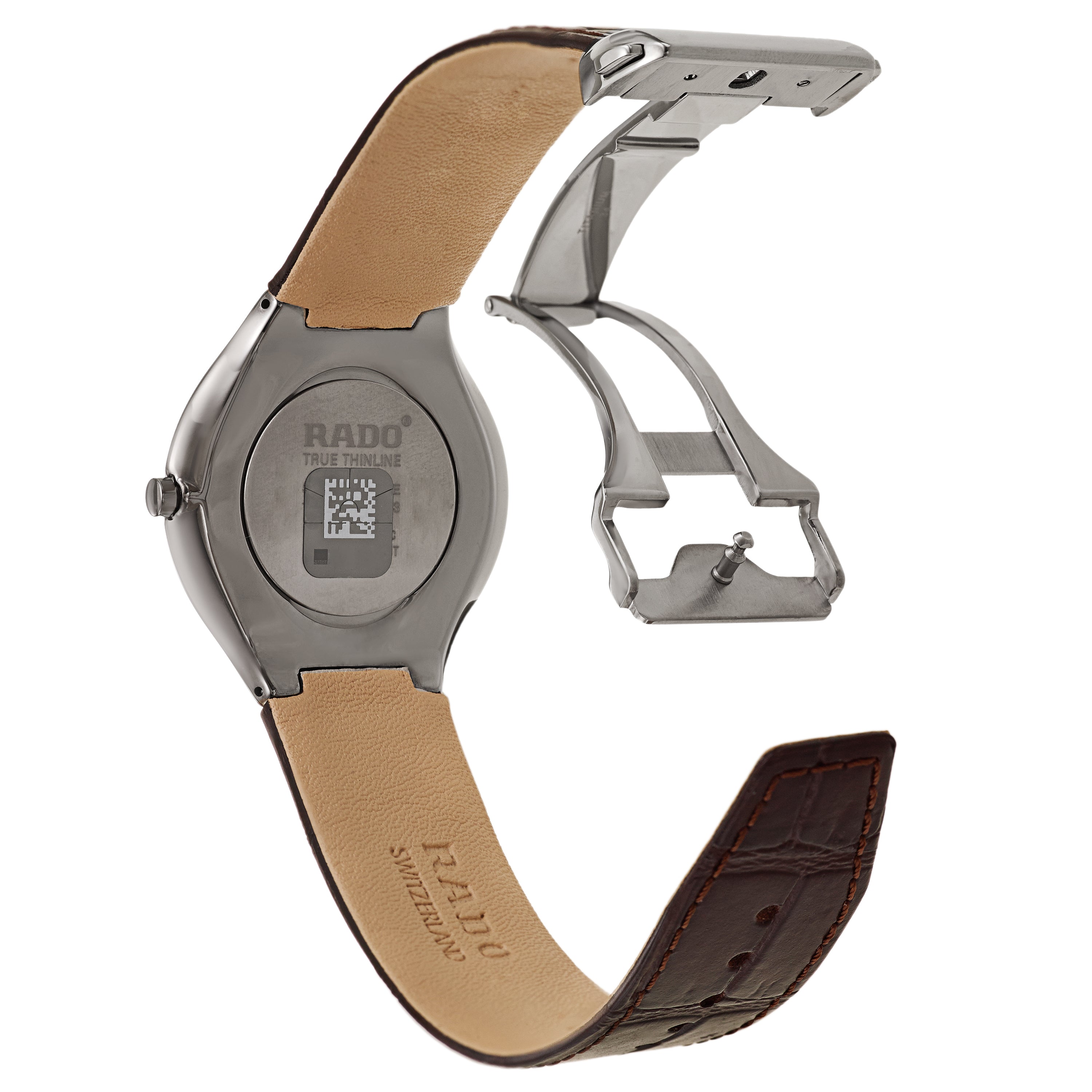title:Rado Men's R27955105 Rado True 39mm Quartz Watch;color:Silver Dial Dark Brown Band