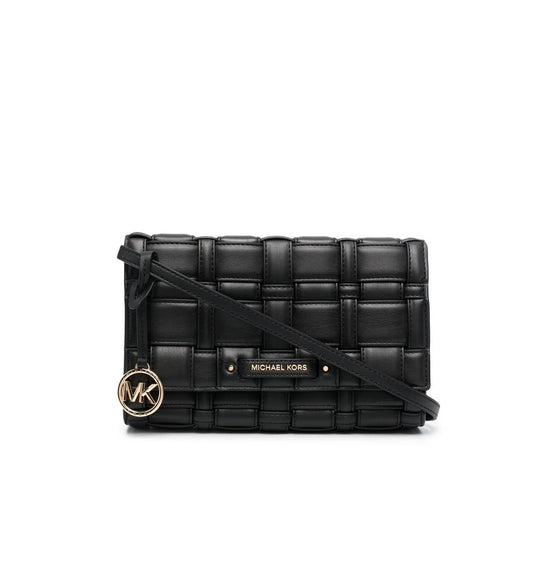 title:Michael Kors Women's Black Ivy Woven Clutch Crossbody;color:Black