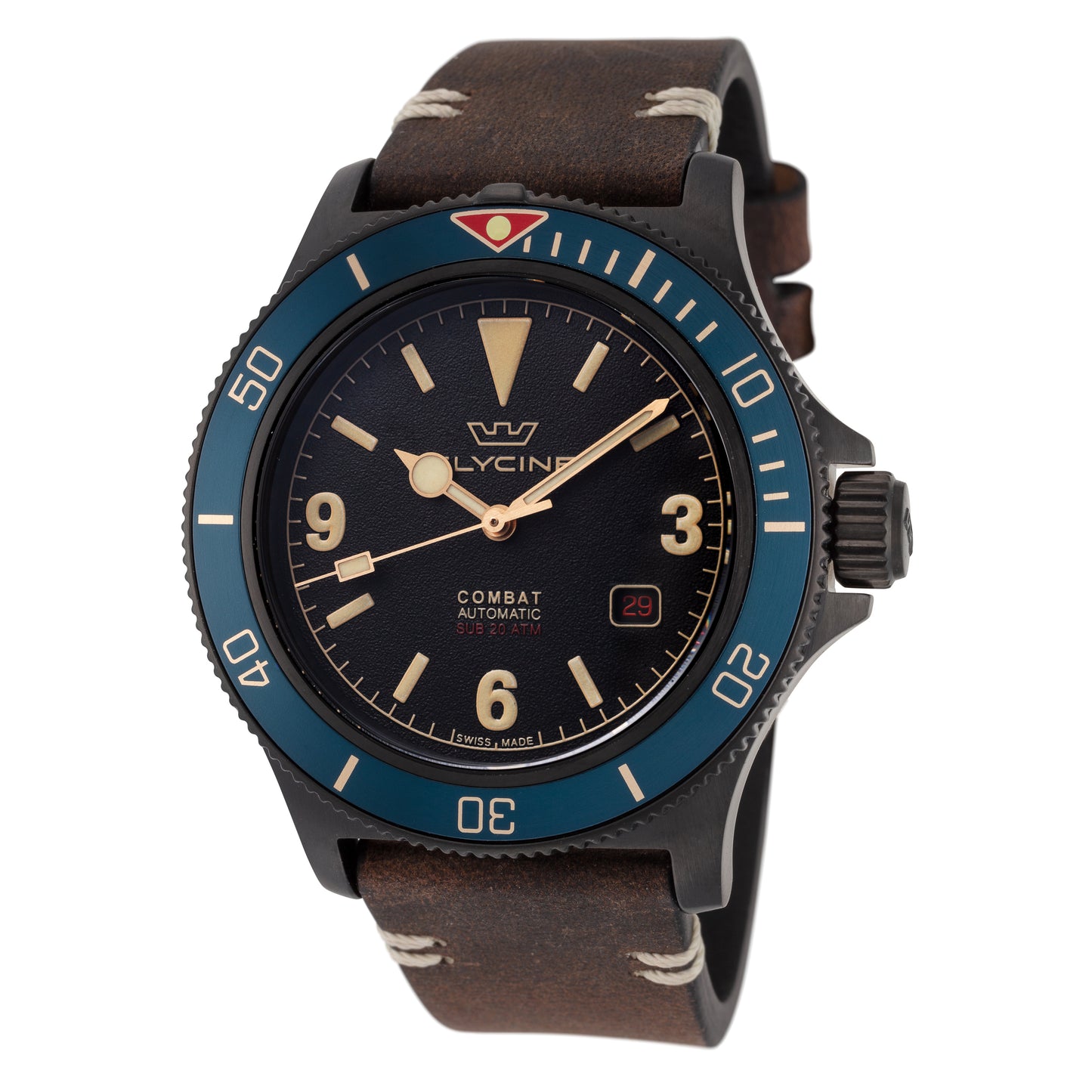 title:Glycine Men's Combat Sub Vintage 42mm Automatic Watch GL0270;color:Dark Brown