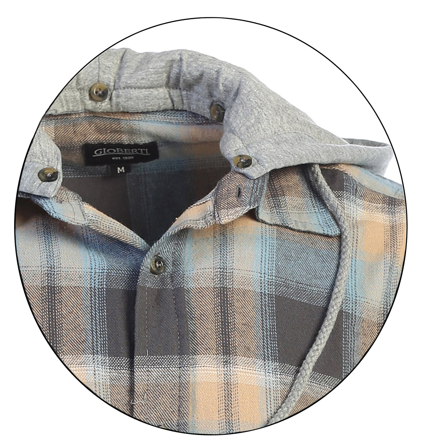 title:Gioberti Men's Blue / Gold Removable Hoodie Plaid Checkered Flannel Button Down Shirt;color:Blue / Gold