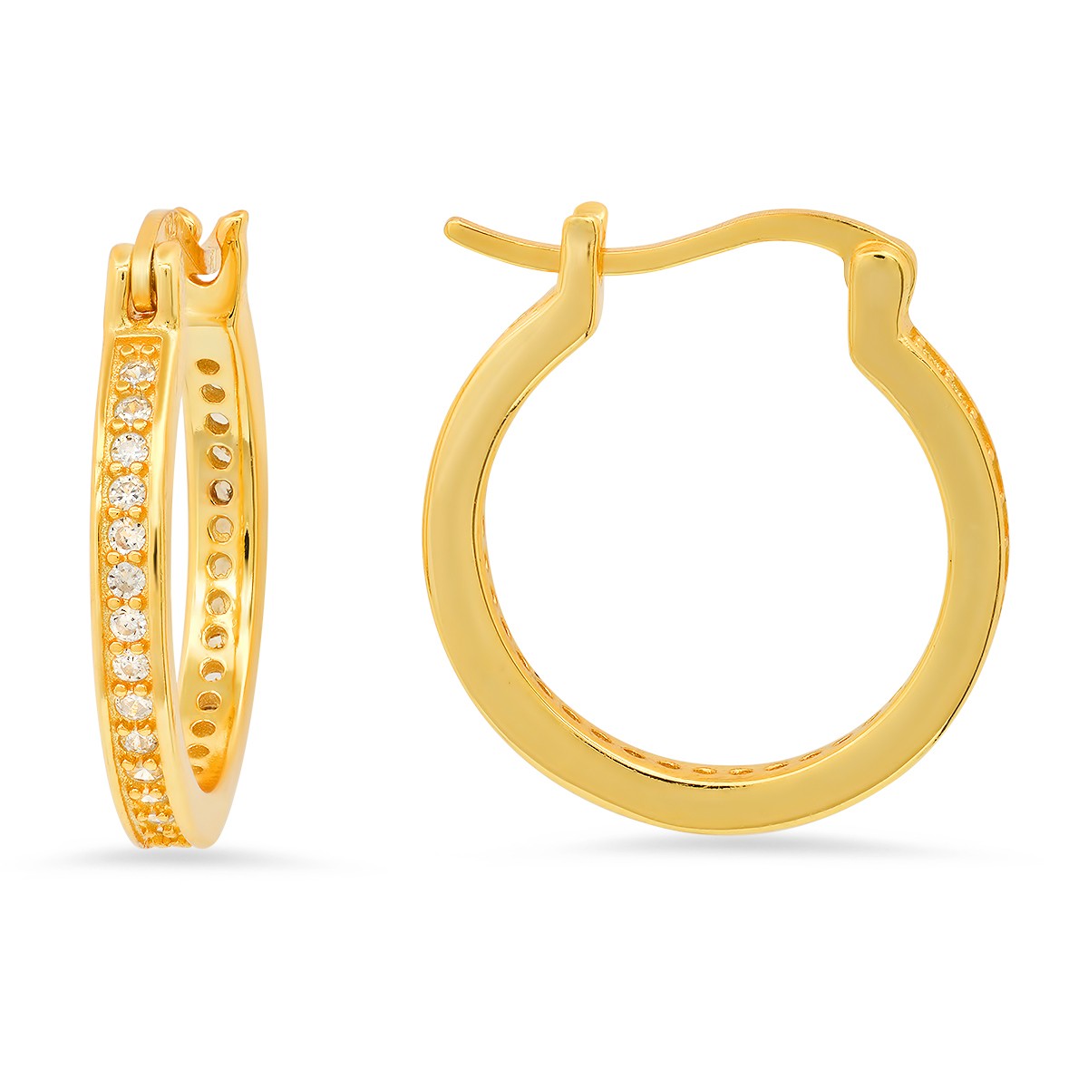 title:14k Yellow Gold Over Silver CZ Inside Out 20mm Hoop Earrings;color:not applicable