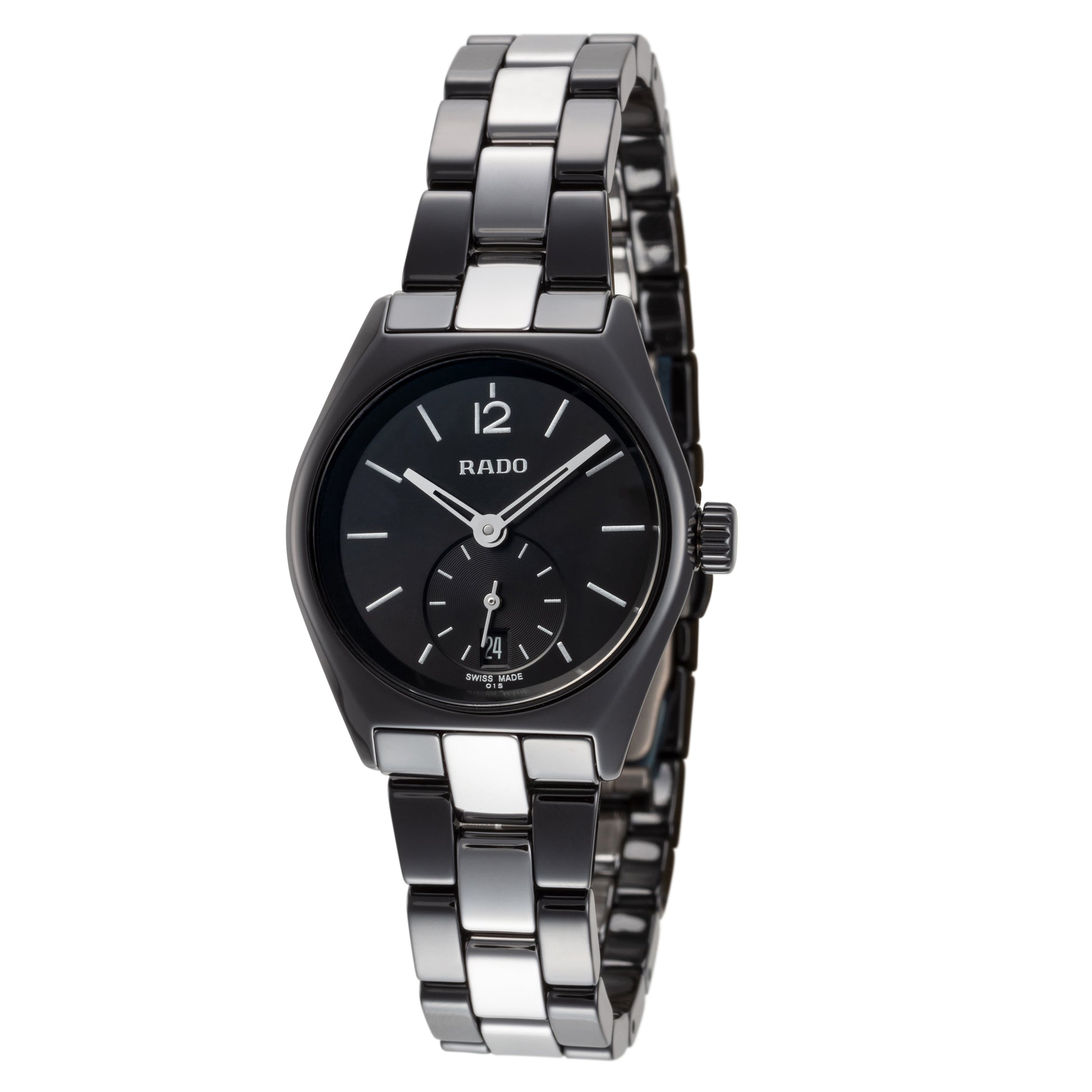 title:Rado Women's R27084157 True Specchio 26.1mm Quartz Watch;color:Black and Silver