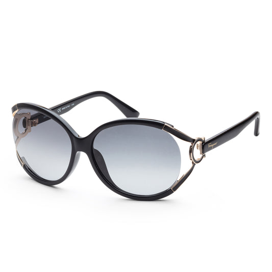 title:Ferragamo Unisex SF600S-001 Fashion 61mm Shiny Black Sunglasses;color:Grey Gradient Lens, Shiny Black Frame