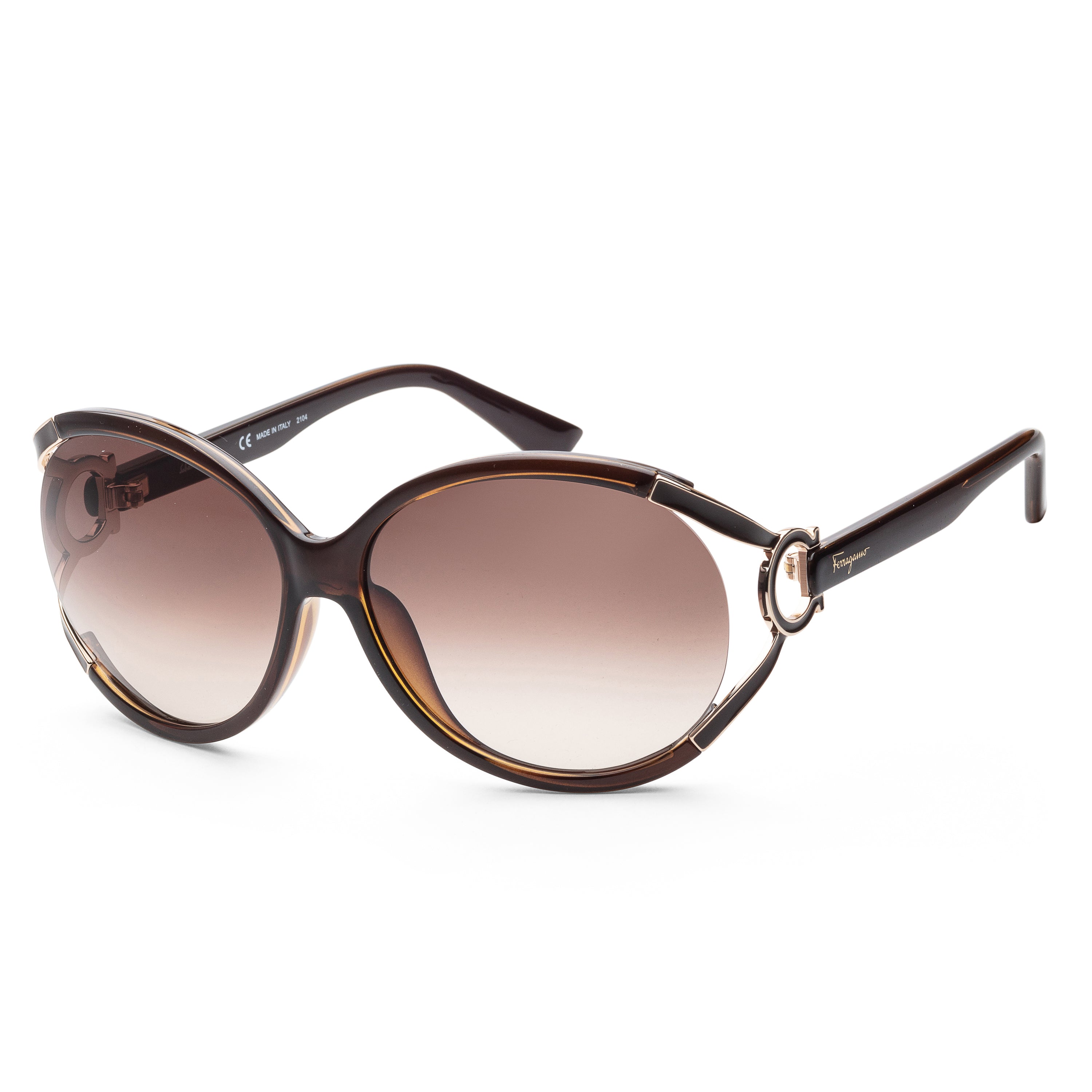 Ferragamo Women's SF600S-220 Fashion 61mm Dark Brown Sunglasses - Ruumur