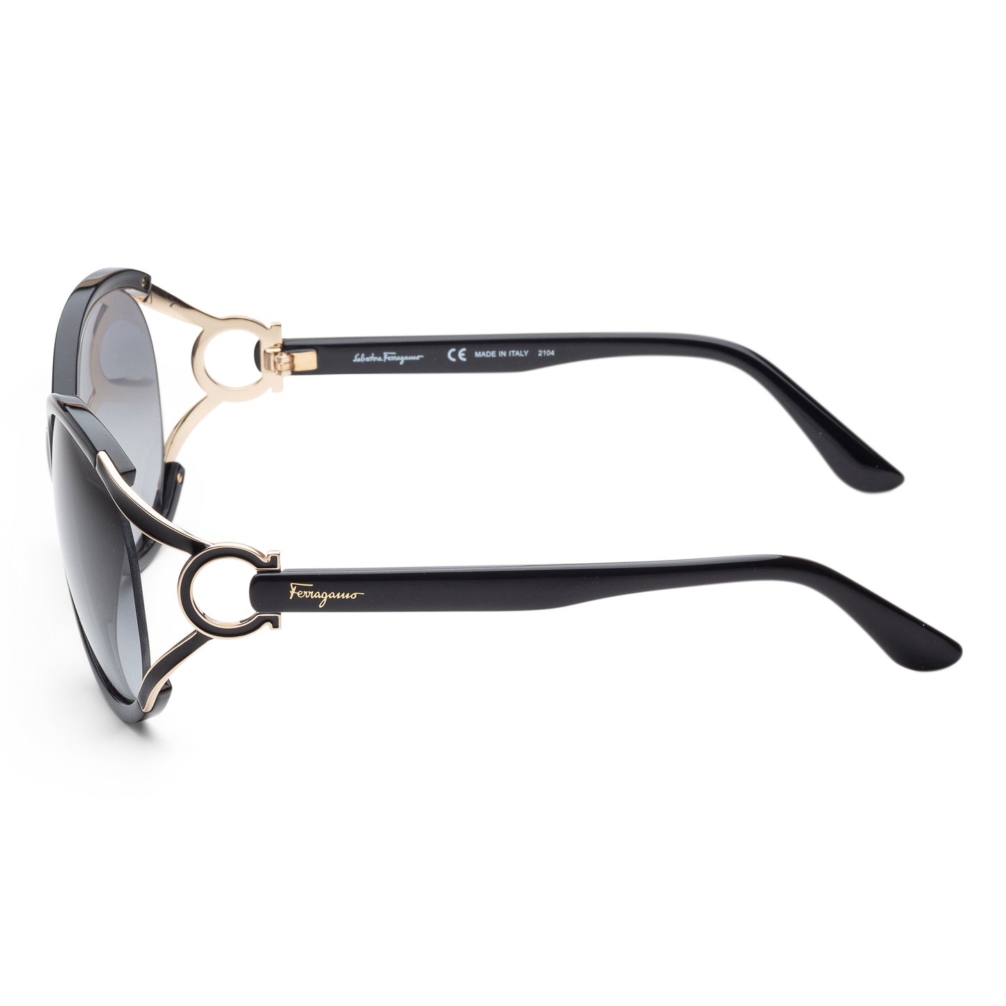 title:Ferragamo Unisex SF600S-001 Fashion 61mm Shiny Black Sunglasses;color:Grey Gradient Lens, Shiny Black Frame