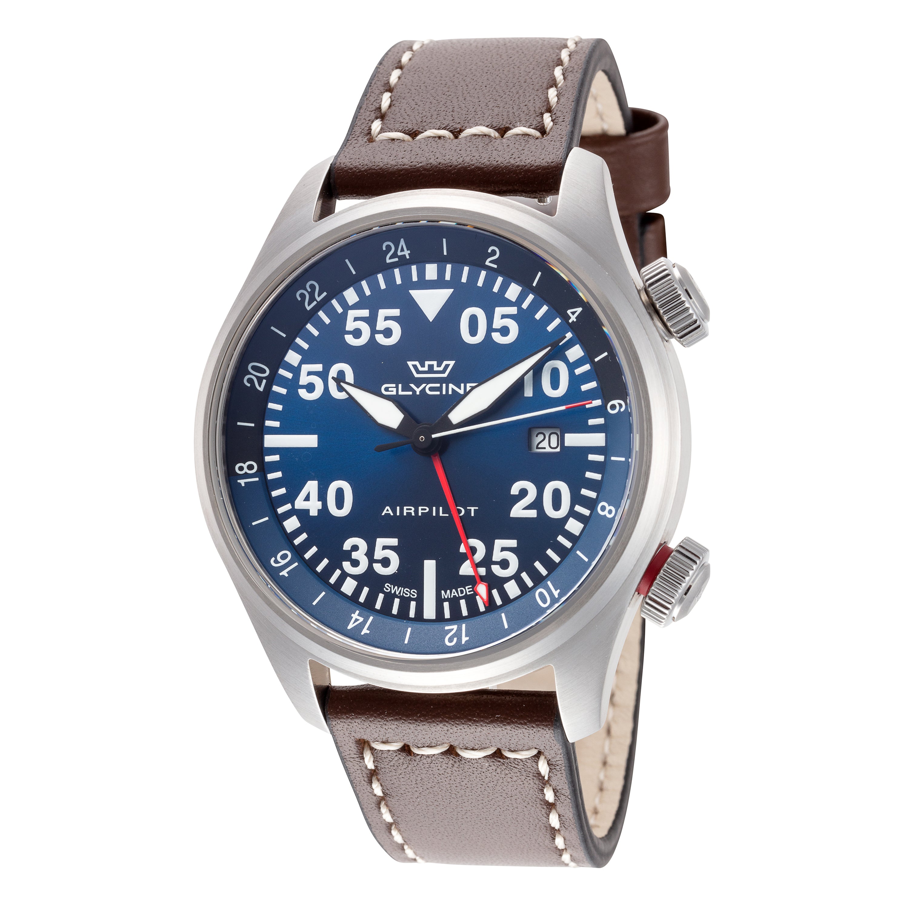 title:Glycine Men's GL0351 Airpilot GMT 44mm Quartz Watch;color:Brown