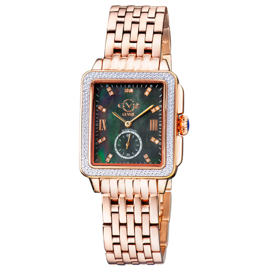 title:GV2 by Gevril Women's Bari Tortoise 34mm Quartz Watch 9250B;color:Black Mother-of-Pearl